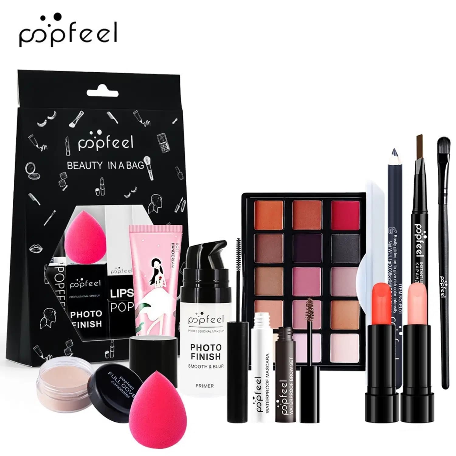 Kit de Maquiagem com Maleta sombras, blushes, bastões, pincéis 2
