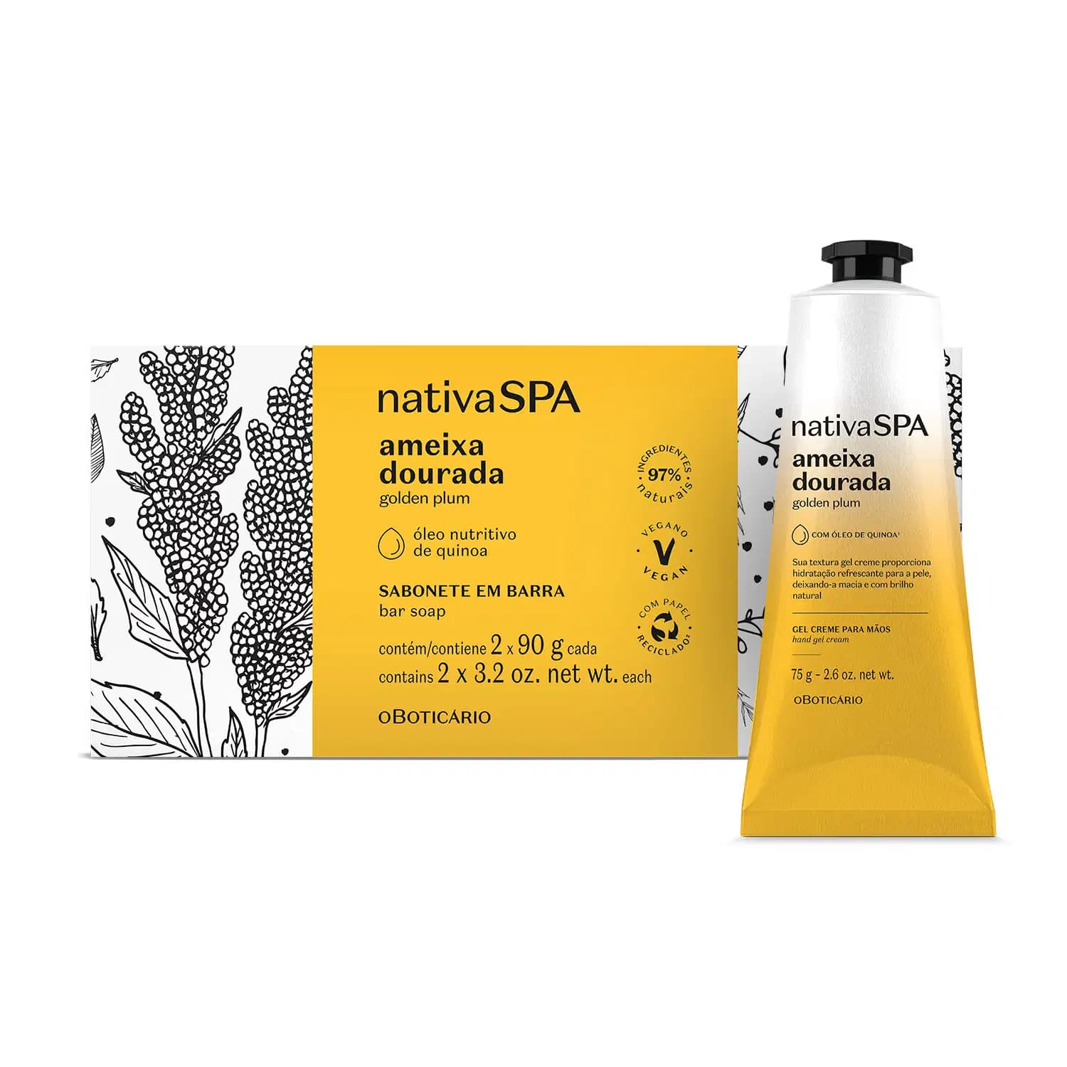 Kit Nativa SPA Ameixa Dourada o Boticário para Mãos (3 Produtos)