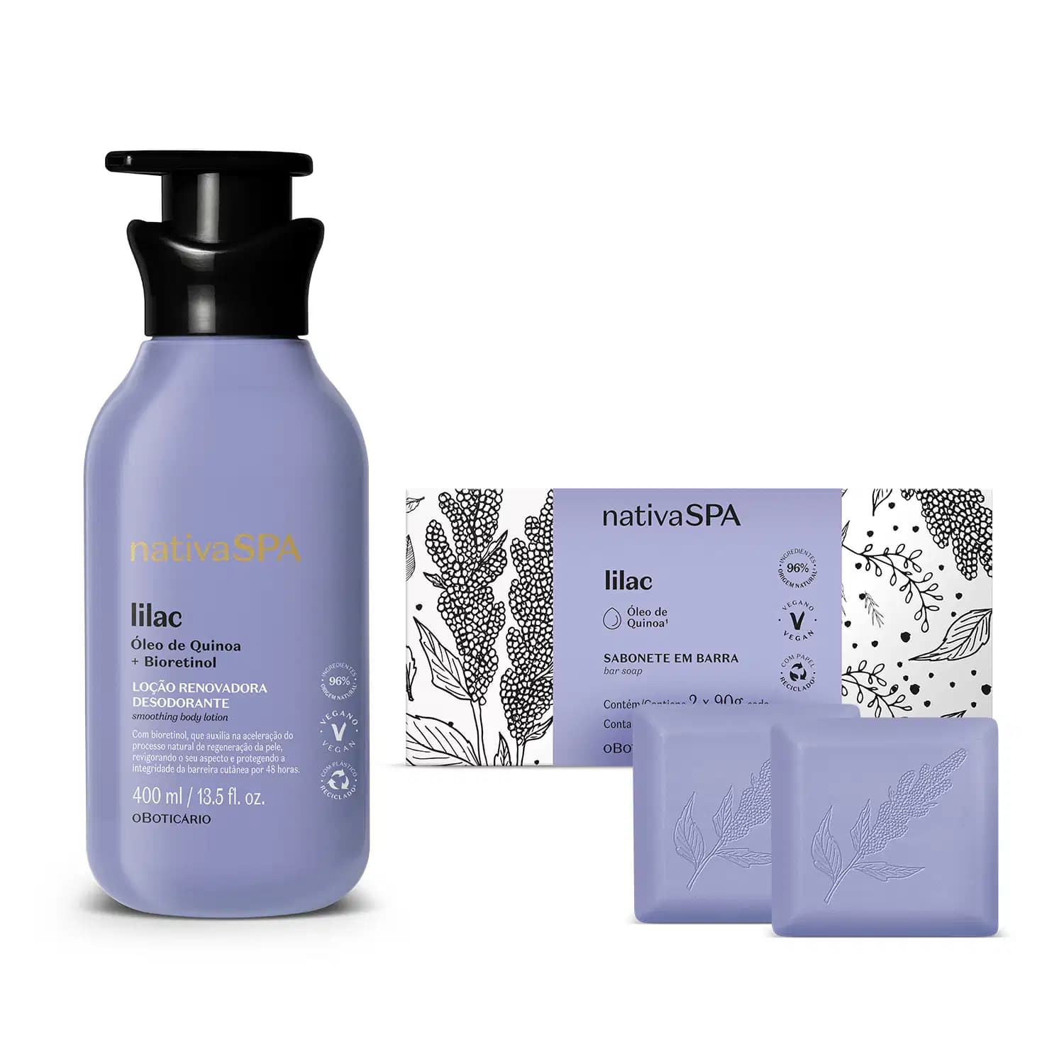 Kit Nativa Spa Lilac o Boticário Pele Sedosa (2 Produtos)