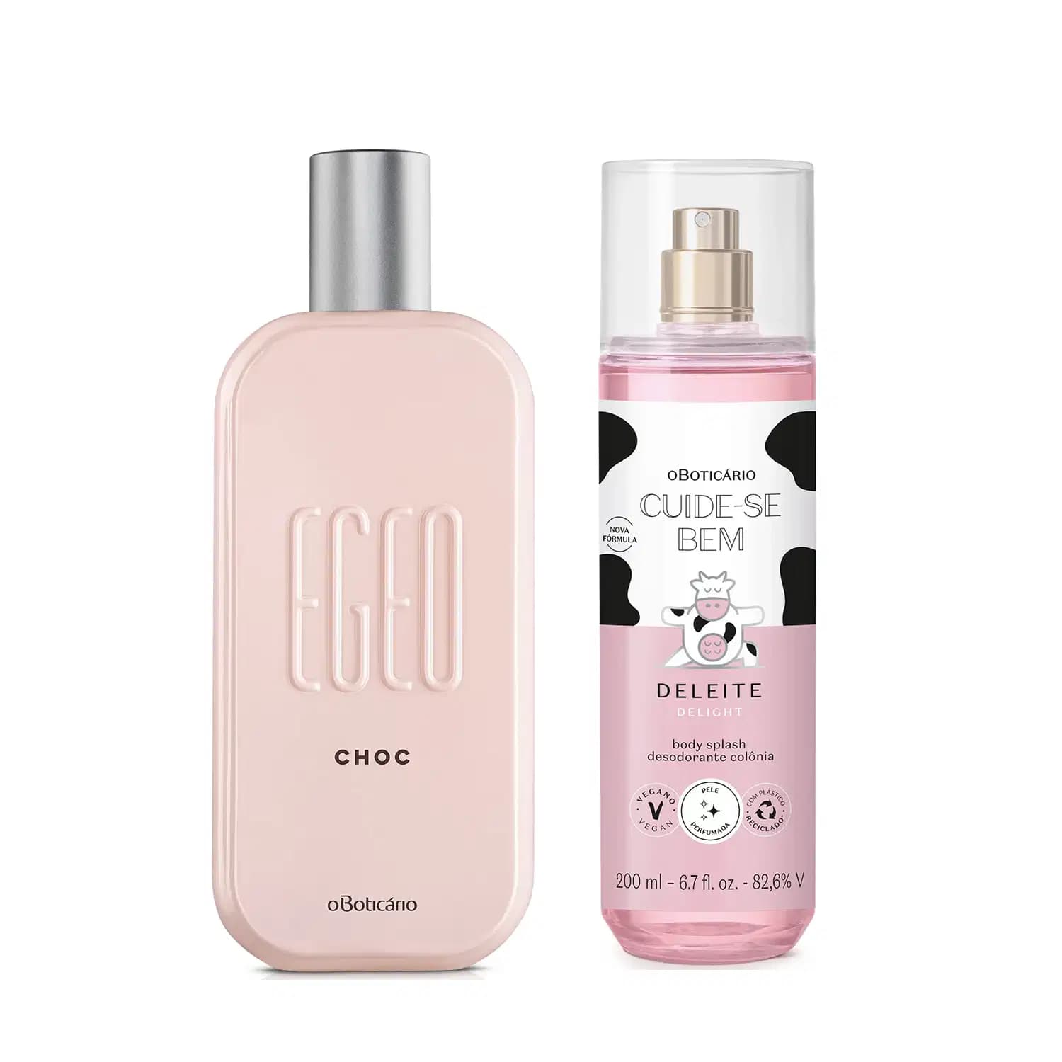 Combo Layering: Egeo Choc Desodorante Colônia 90ml + Body Splash Cuide-se Bem Deleite 200ml