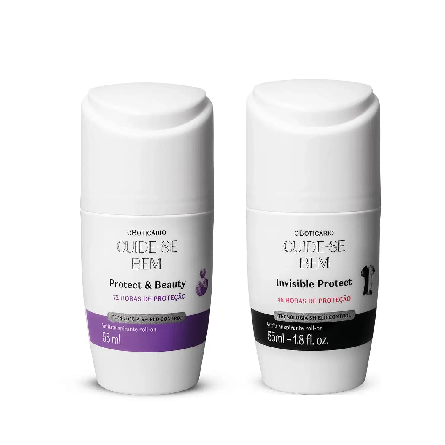 Combo Cuide-se Bem Desodorante Roll-on: Protect and Care 55ml + Invisible Protect 55ml