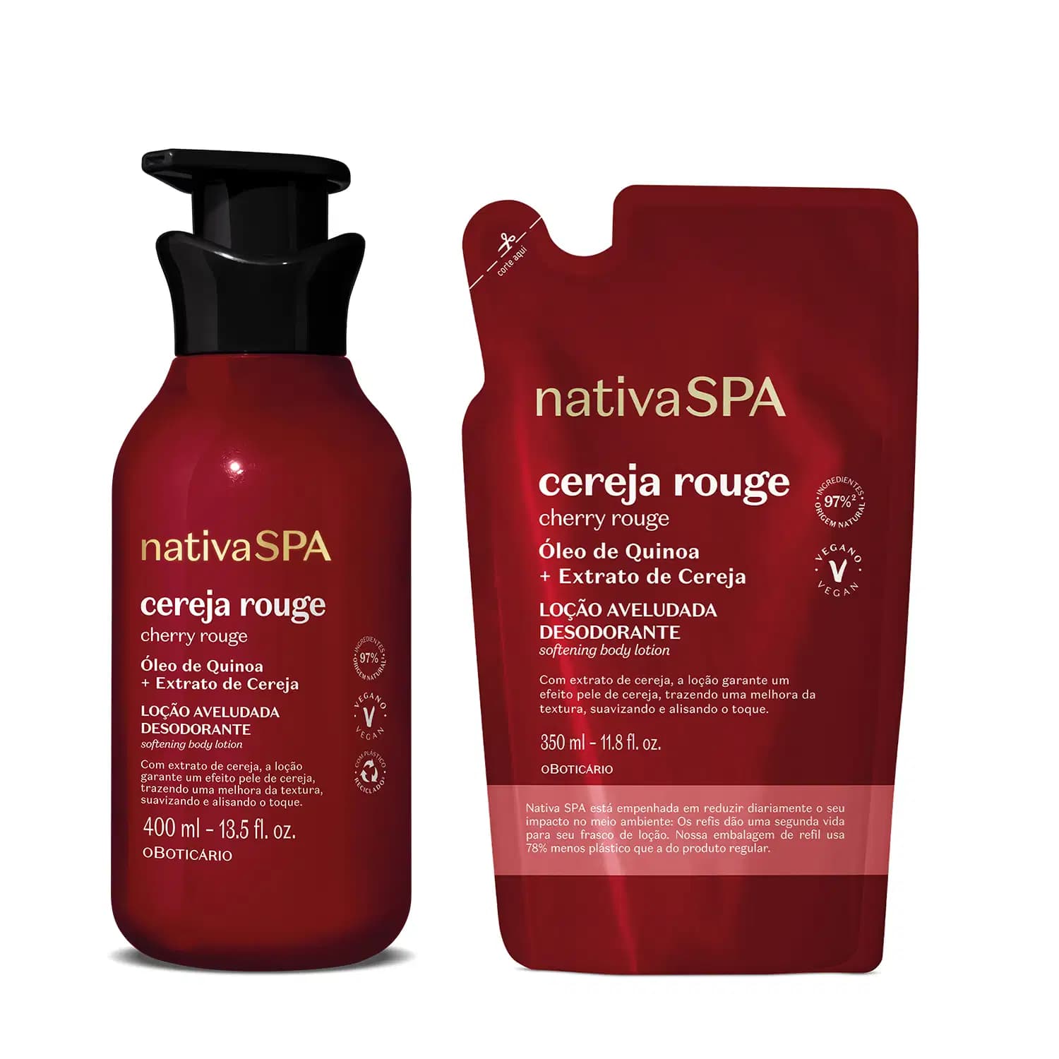 Kit Nativa Spa o Boticário Cereja Rouge Corporal Refil (2 Produtos)