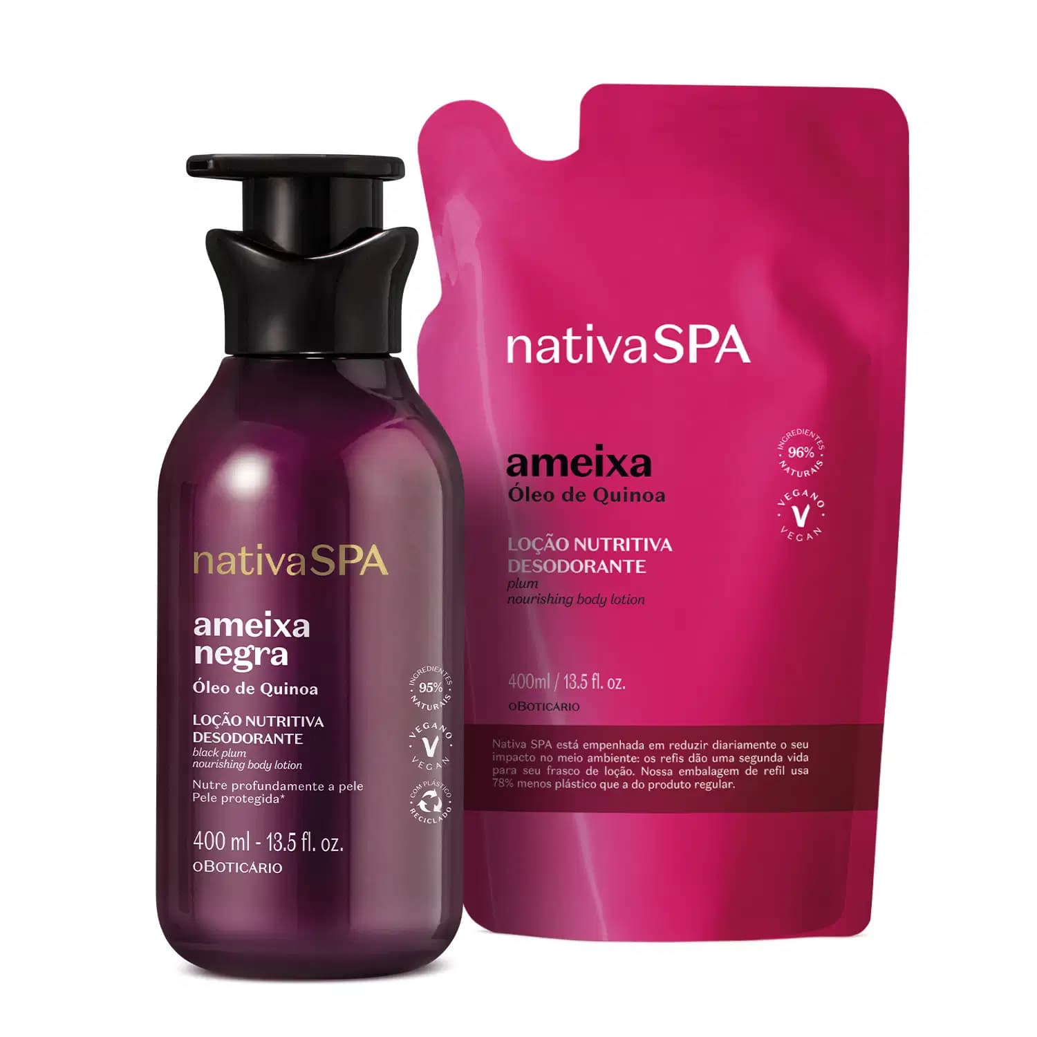 Kit Nativa Spa Ameixa Negra + Refil Ameixa o Boticário (2 Produtos)