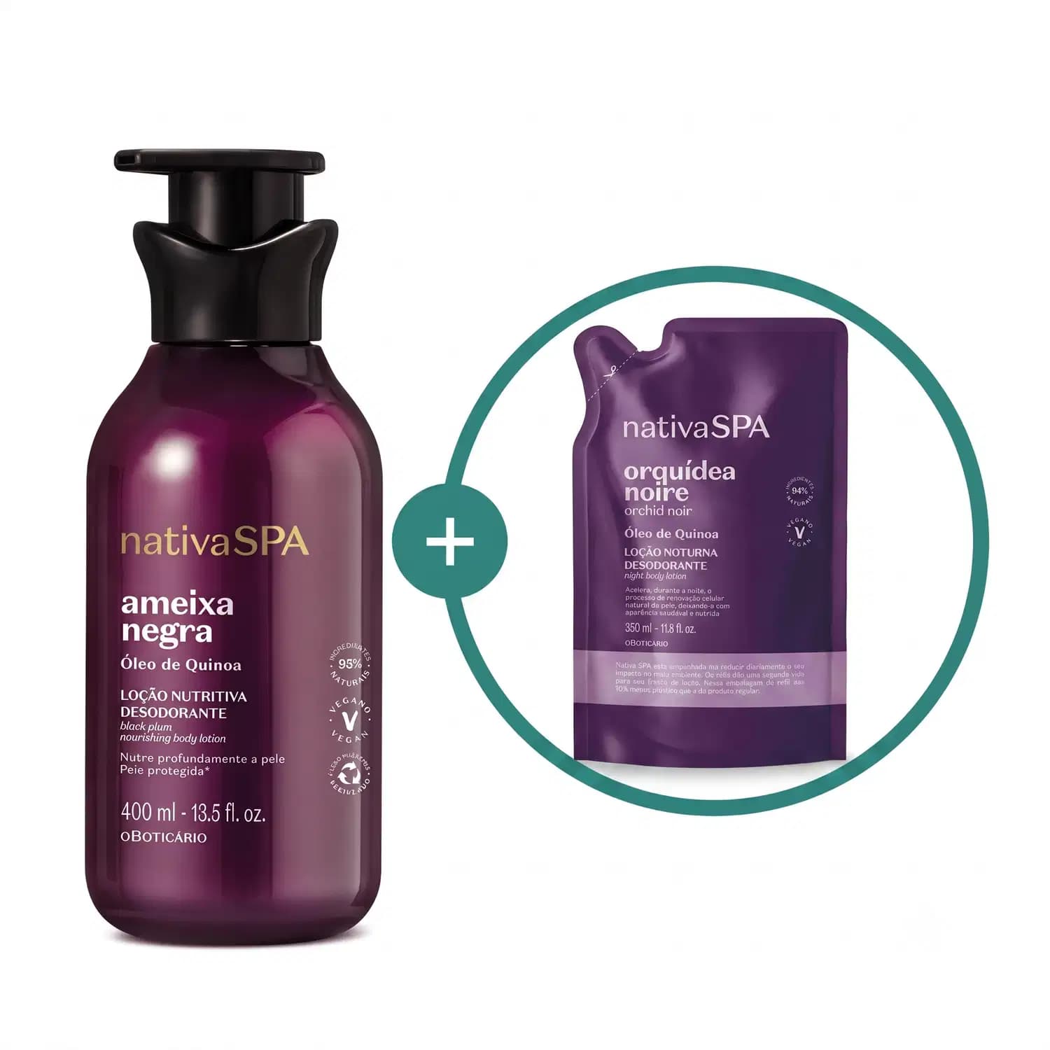 Kit Nativa Spa Ameixa Negra + Orquídea Noire o Boticário (2 Produtos)