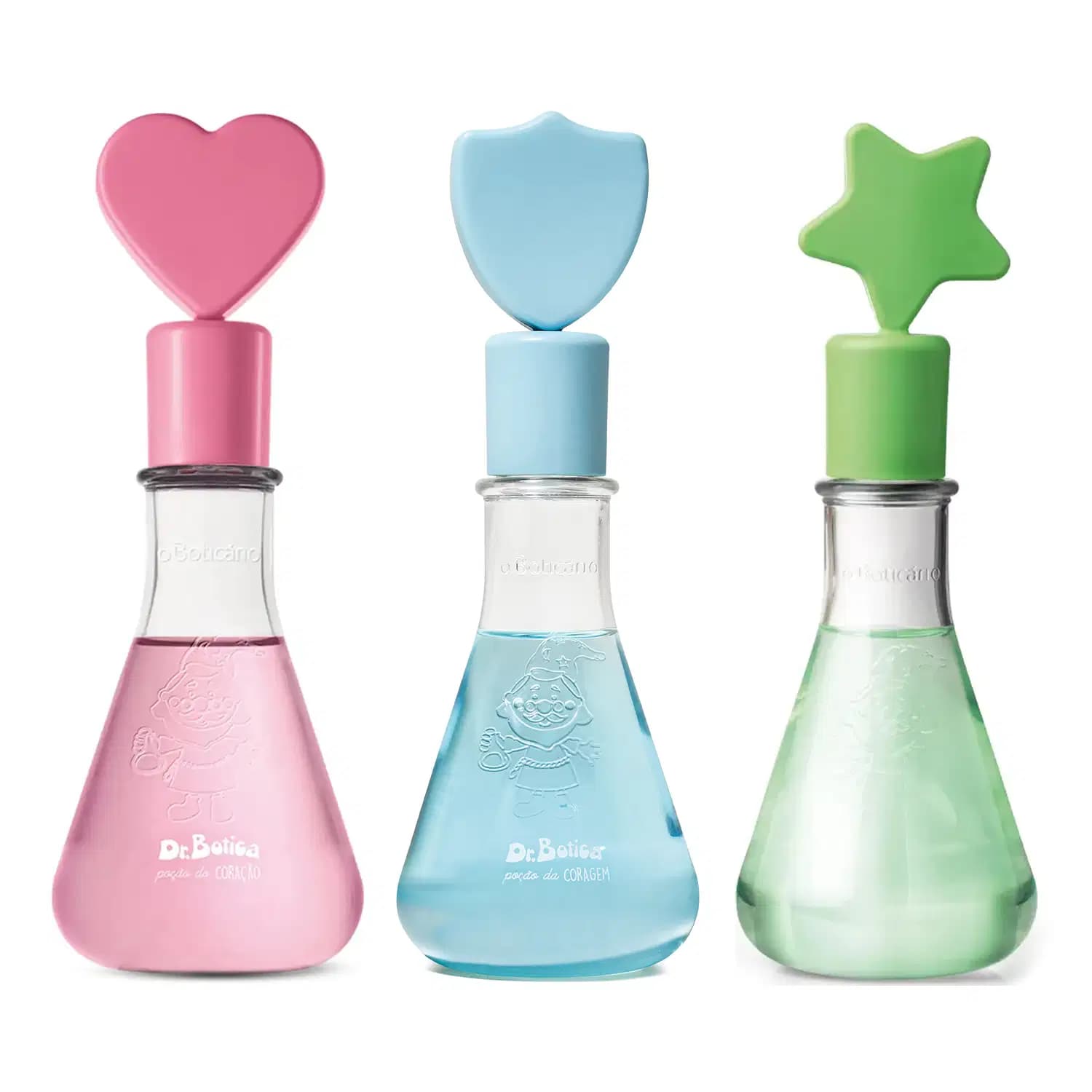 Combo Colônia Infantil Dr. Botica: Poção do Coração 120ml + Poção da Aventura 120ml + Poção da Coragem 120ml