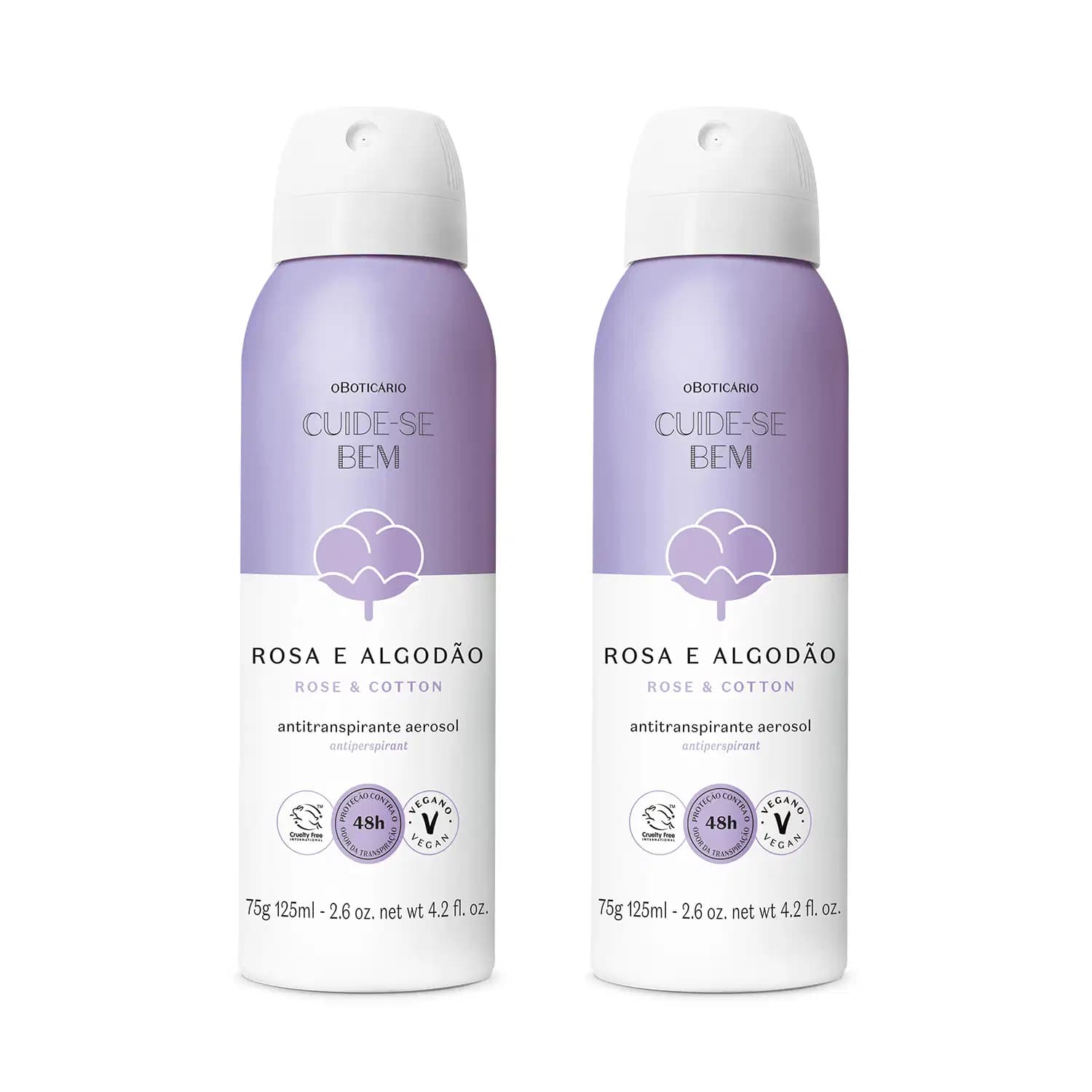 Combo Desodorante Antitranspirante Aerosol Cuide-se Bem Rosa e Algodão 75g/125ml (2 itens)