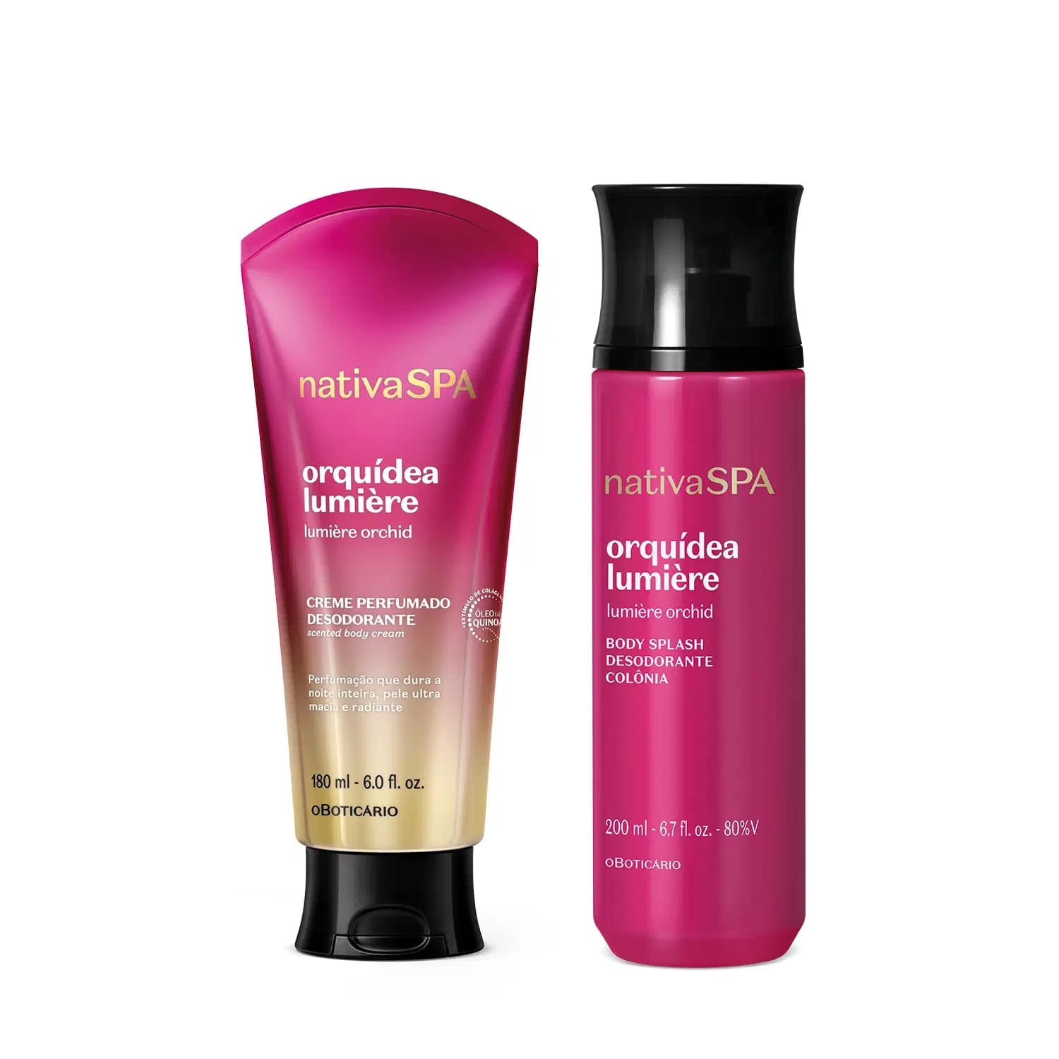 Kit Nativa SPA Orquídea Lumière o Boticário - Body Splash 200ml + Creme Perfumado Desodorante 180ml