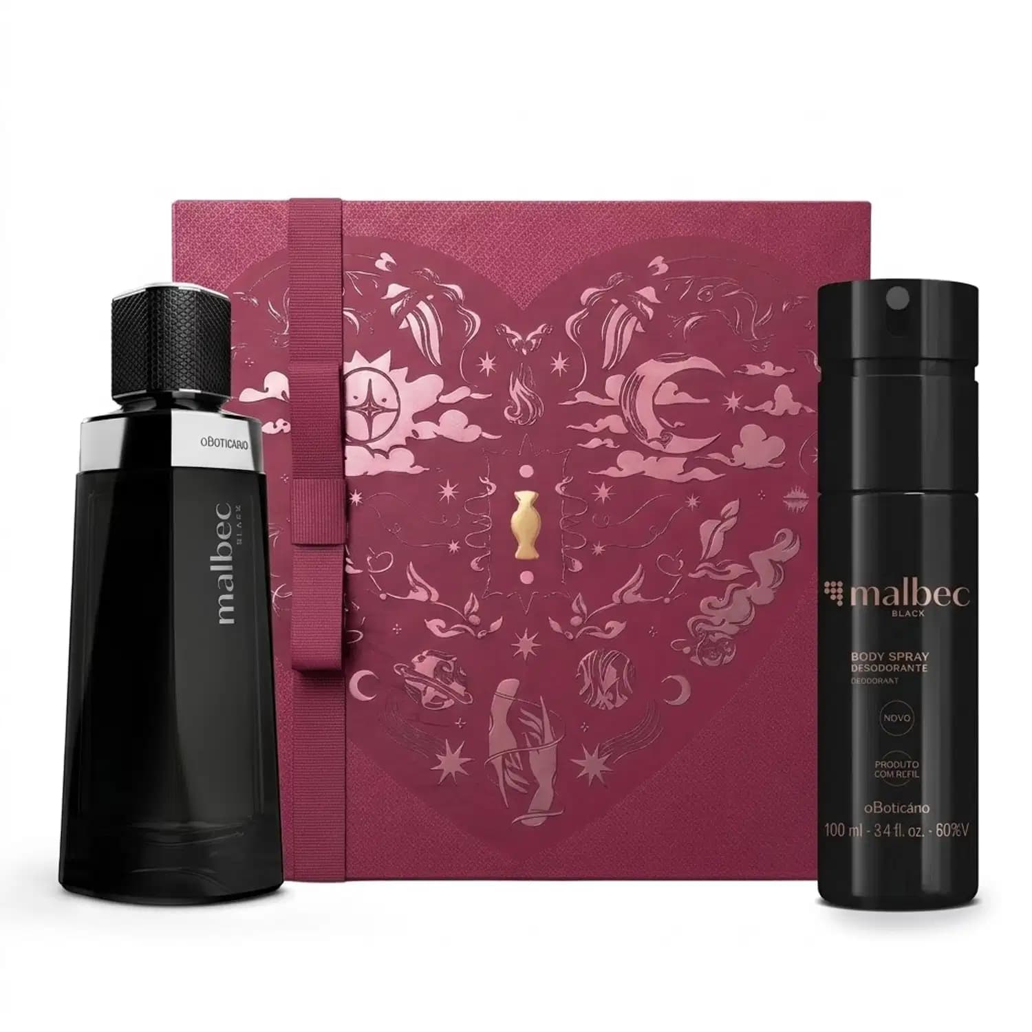 Combo Presente Malbec Black: Desodorante Colônia 100ml + Body Spray 100ml