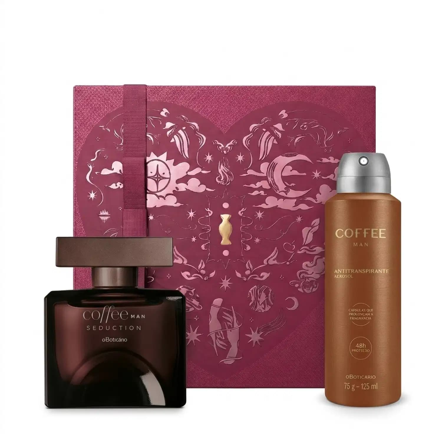 Combo Presente Dia dos Namorados Coffee Man Seduction: Desodorante Colônia 100ml + Desodorante Antitranspirante 125ml