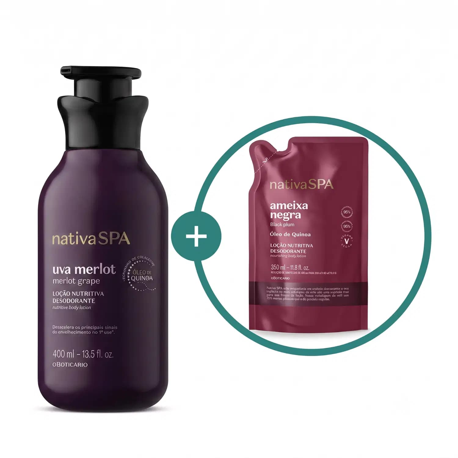 Kit Nativa Spa o Boticário Uva Merlot + Refil Ameixa Negra (2 Produtos)