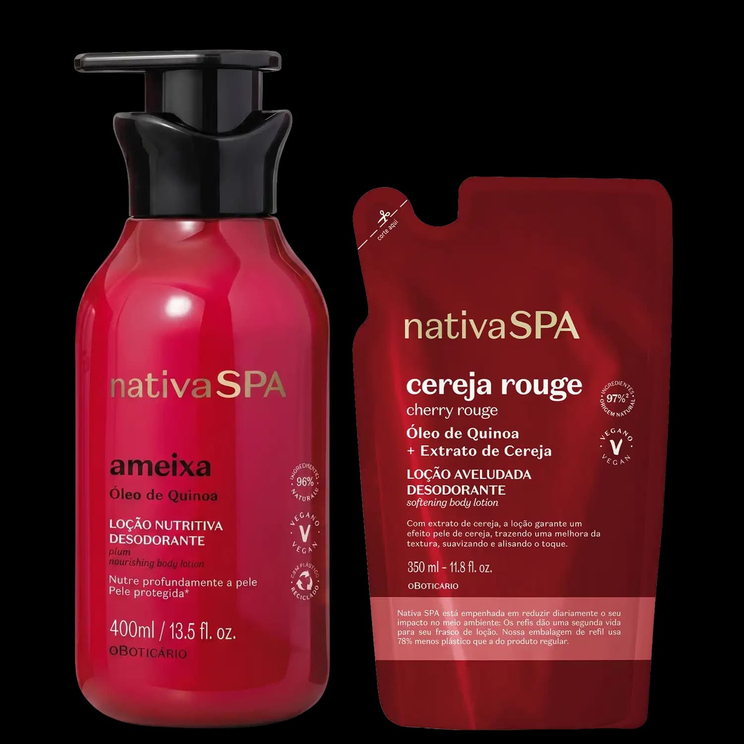 Kit Nativa SPA Ameixa e Cereja Rouge o Boticário (2 Produtos)