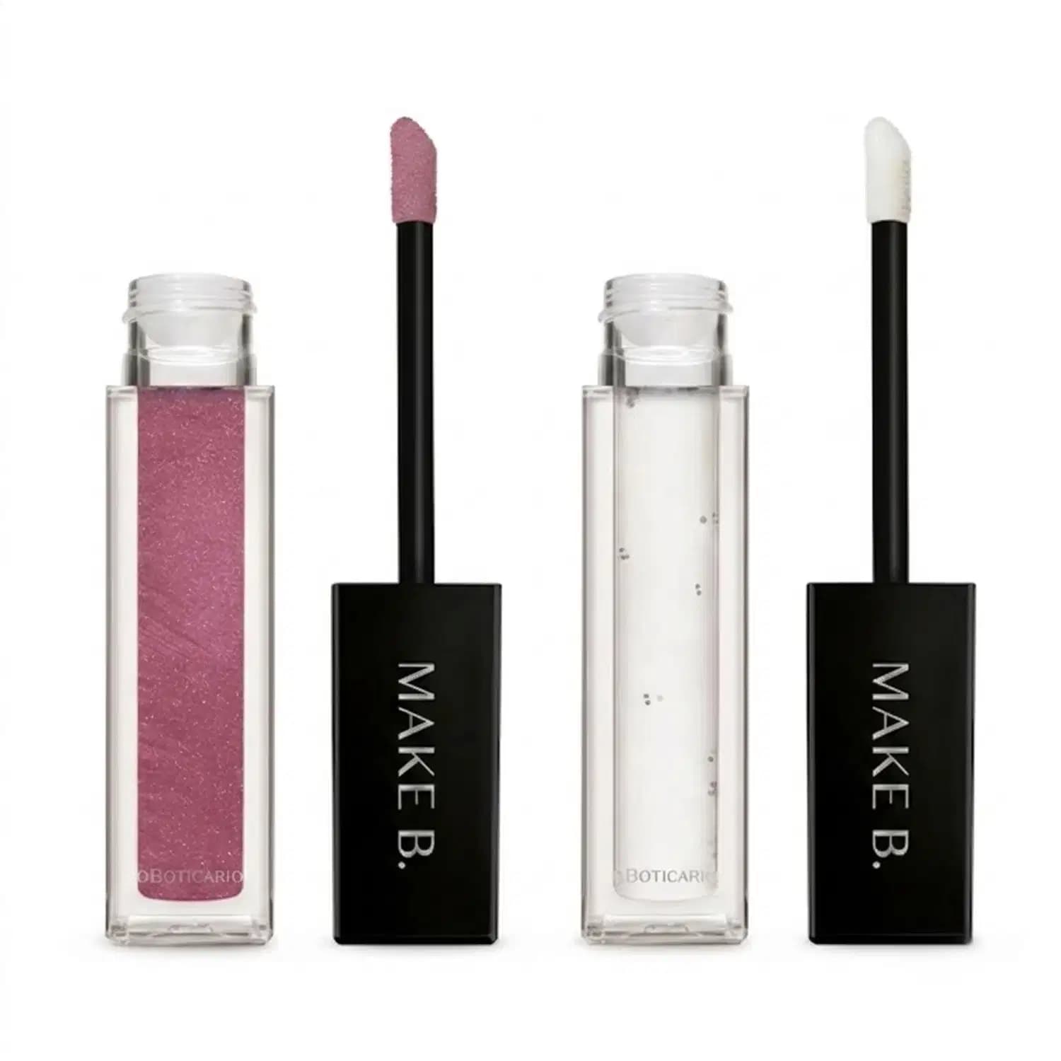 Combo Make B.: Gloss Labial Rose Lover 5ml + Gloss Labial Incolor Crystal Icon 5ml