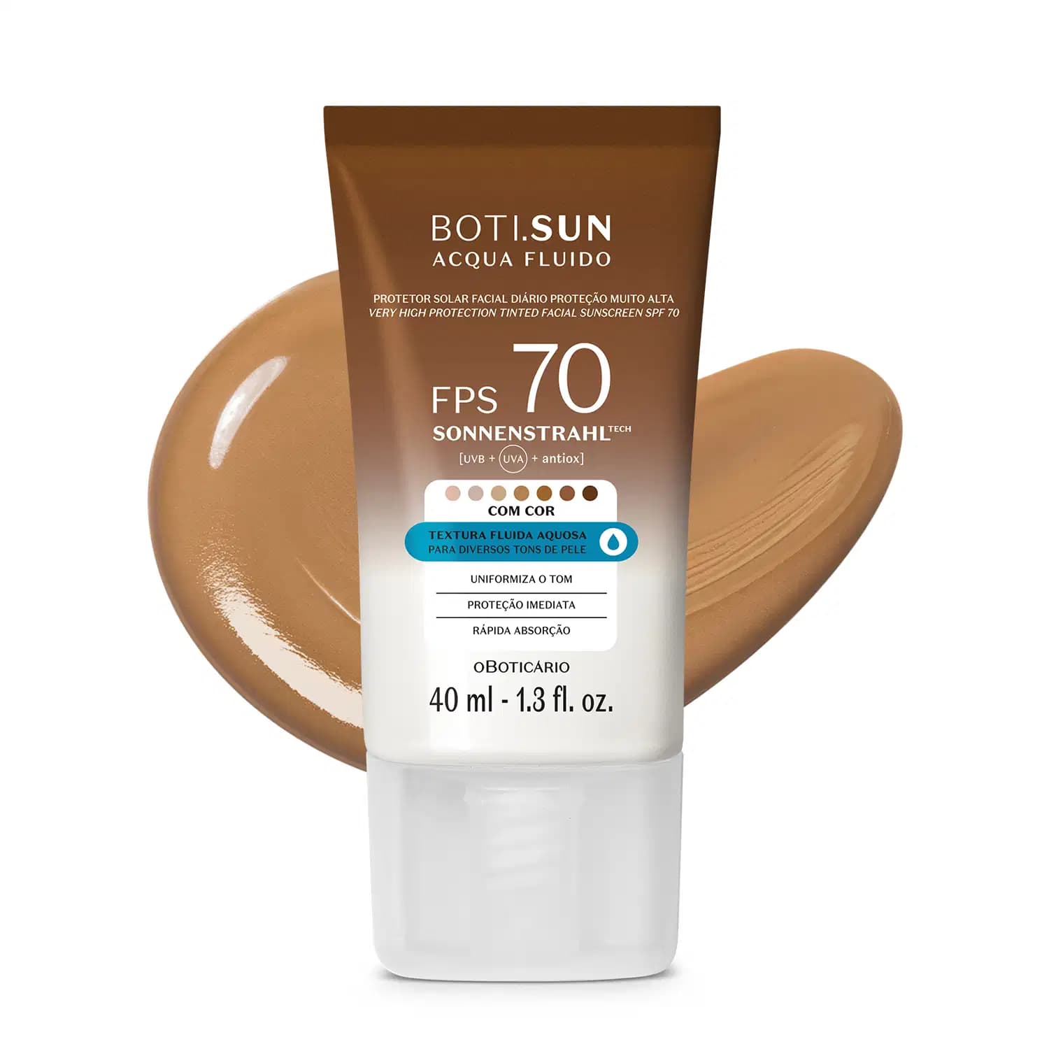 Protetor Solar Facial Com Cor FPS70 Boti.Sun 4.0 40ml