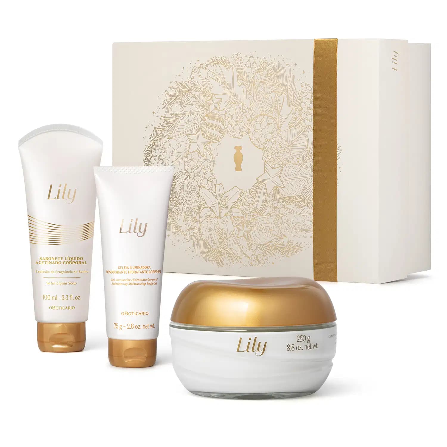 Kit Presente Natal Lily Acetinados (3 itens)