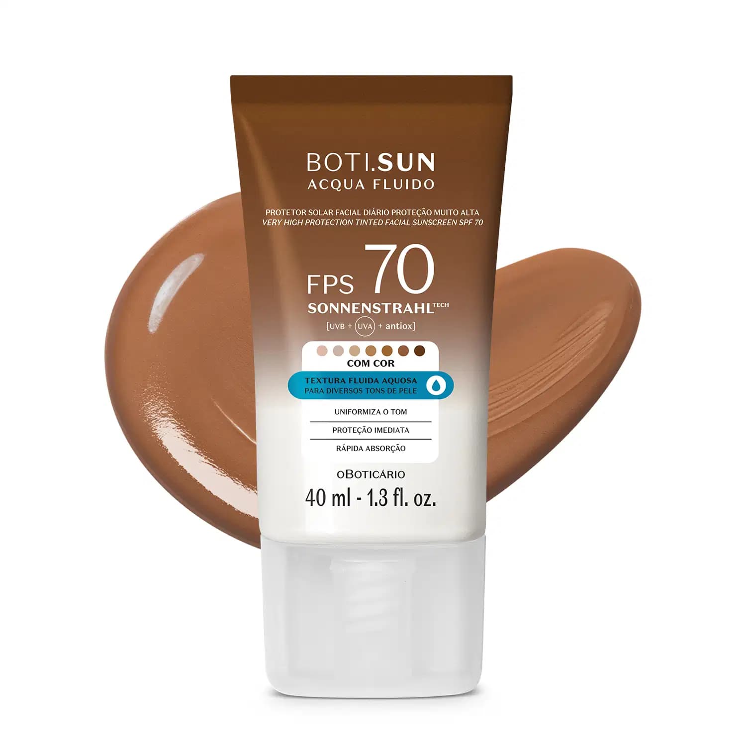 Protetor Solar Facial Com Cor FPS 70 Boti.Sun 4.5 40ml