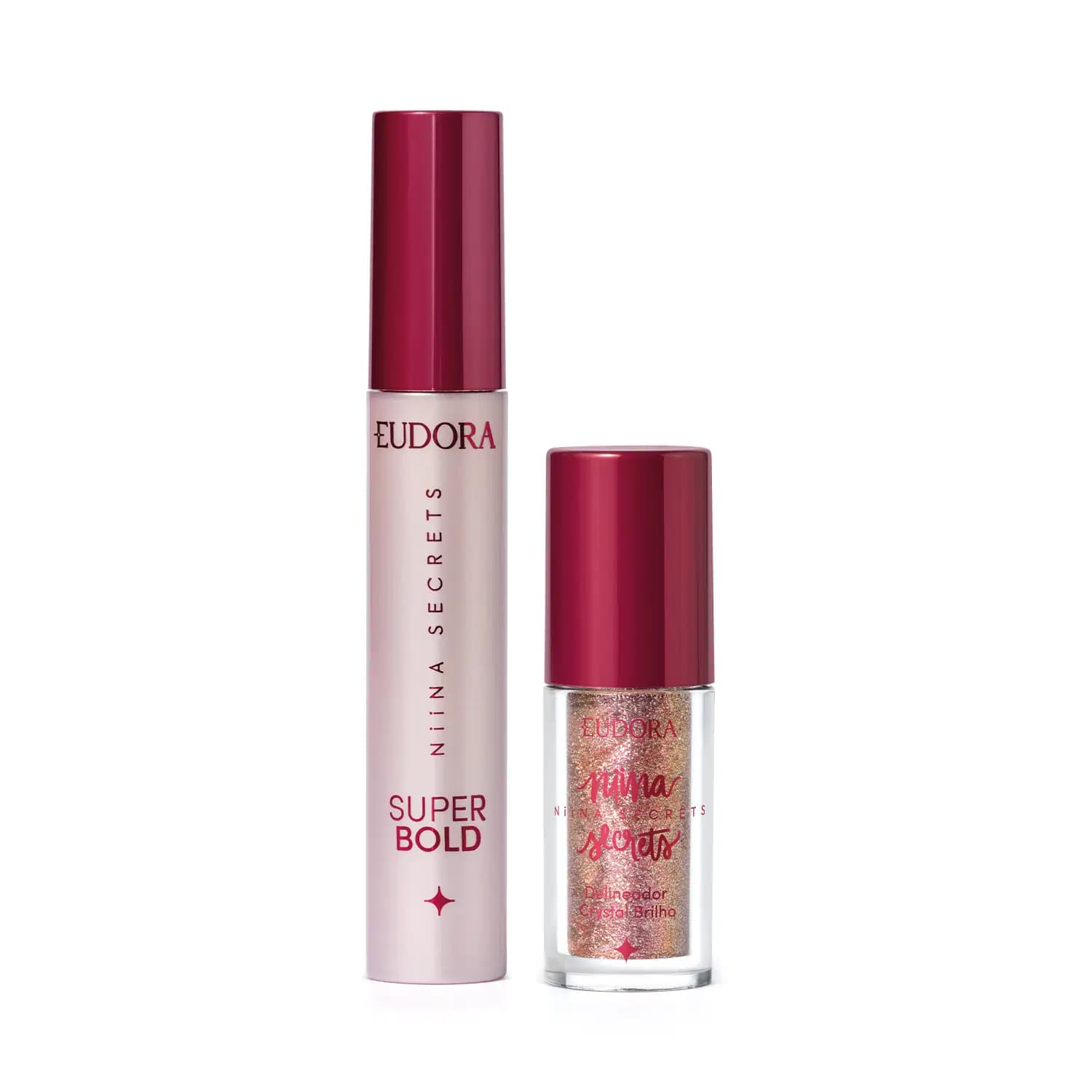 Kit Eudora Niina Secrets Delineador Crystal Brilho + Máscara de Cílios Super Bold (2 Produtos)