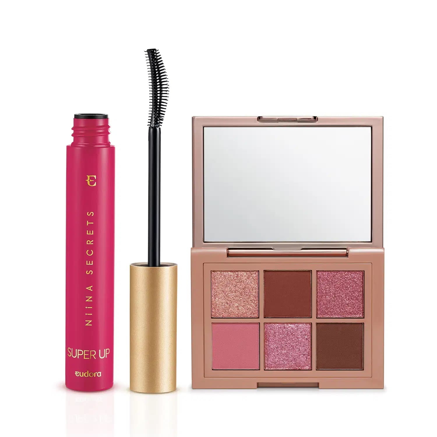 Kit Eudora Niina Secrets - Máscara Para Cílios Super Up 8g + Paleta de Sombras Shine 5,4g