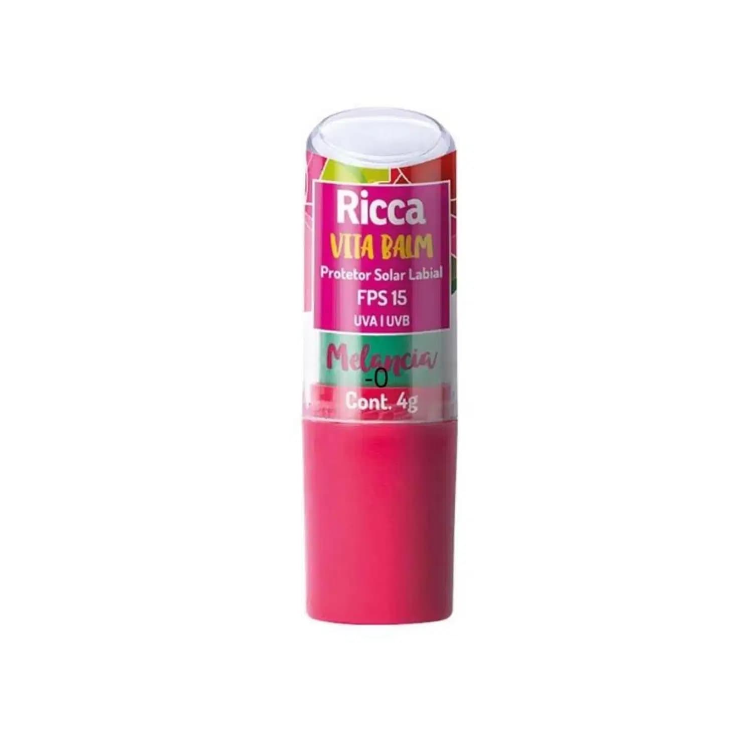 Ricca Vita Balm FPS15 Melancia - Protetor Solar Labial 4g
