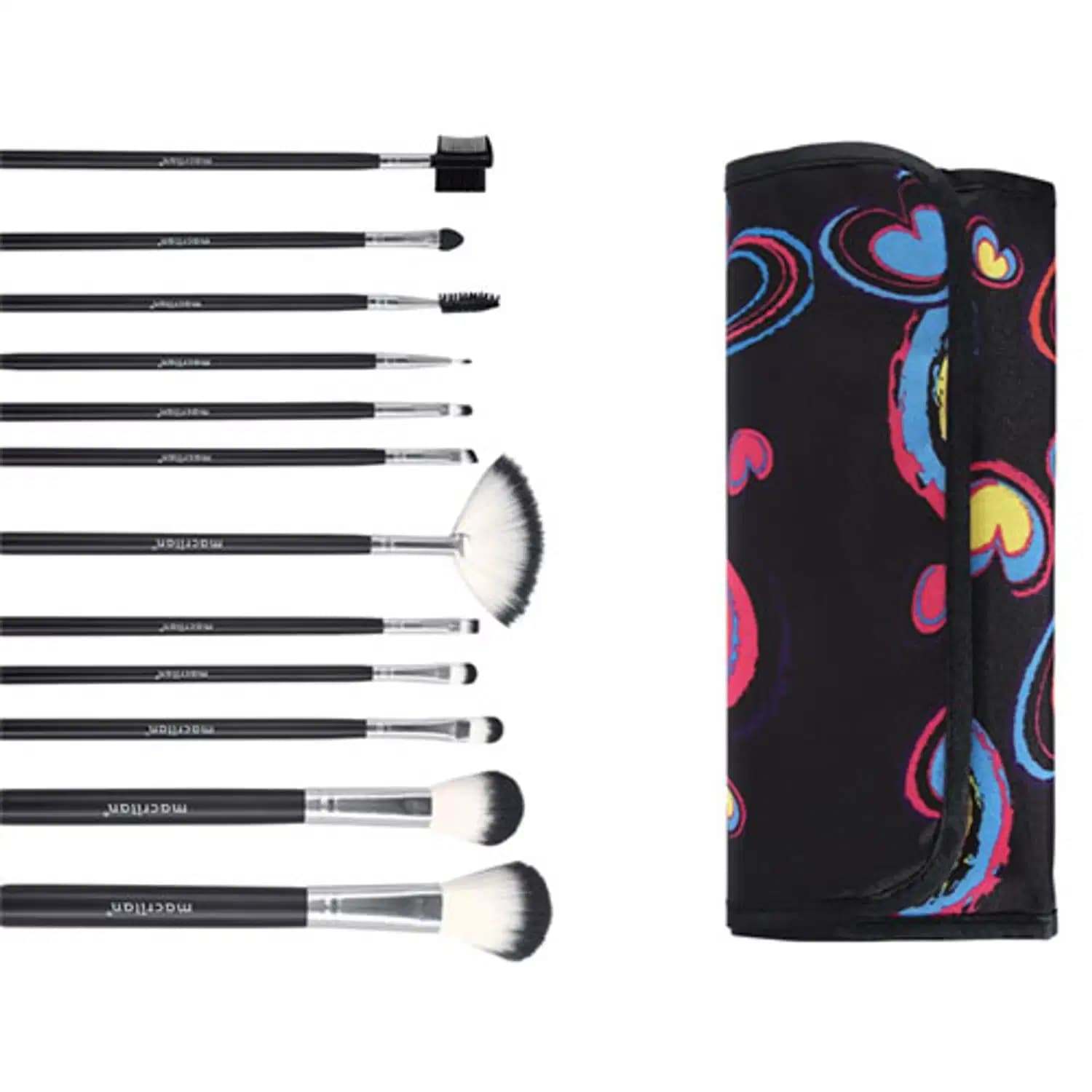 Kit Com 12 Pincéis Para Maquiagem - Macrilan - KP1-5I - preto