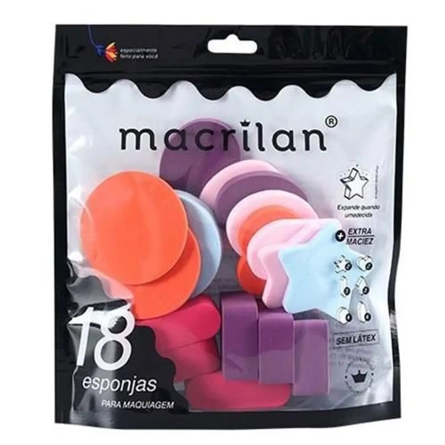 Macrilan EP14 - Esponjas para Maquiagem (18 Unidades)