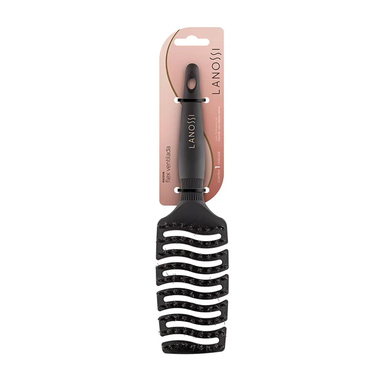 Lanossi com Cerdas Mistas - Escova de Cabelo Ventilada Flexível