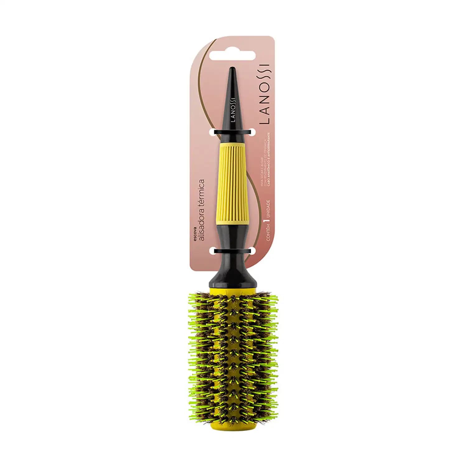 Lanossi Ceramic Yellow Alisadora Térmica 33mm - Escova de Cabelo