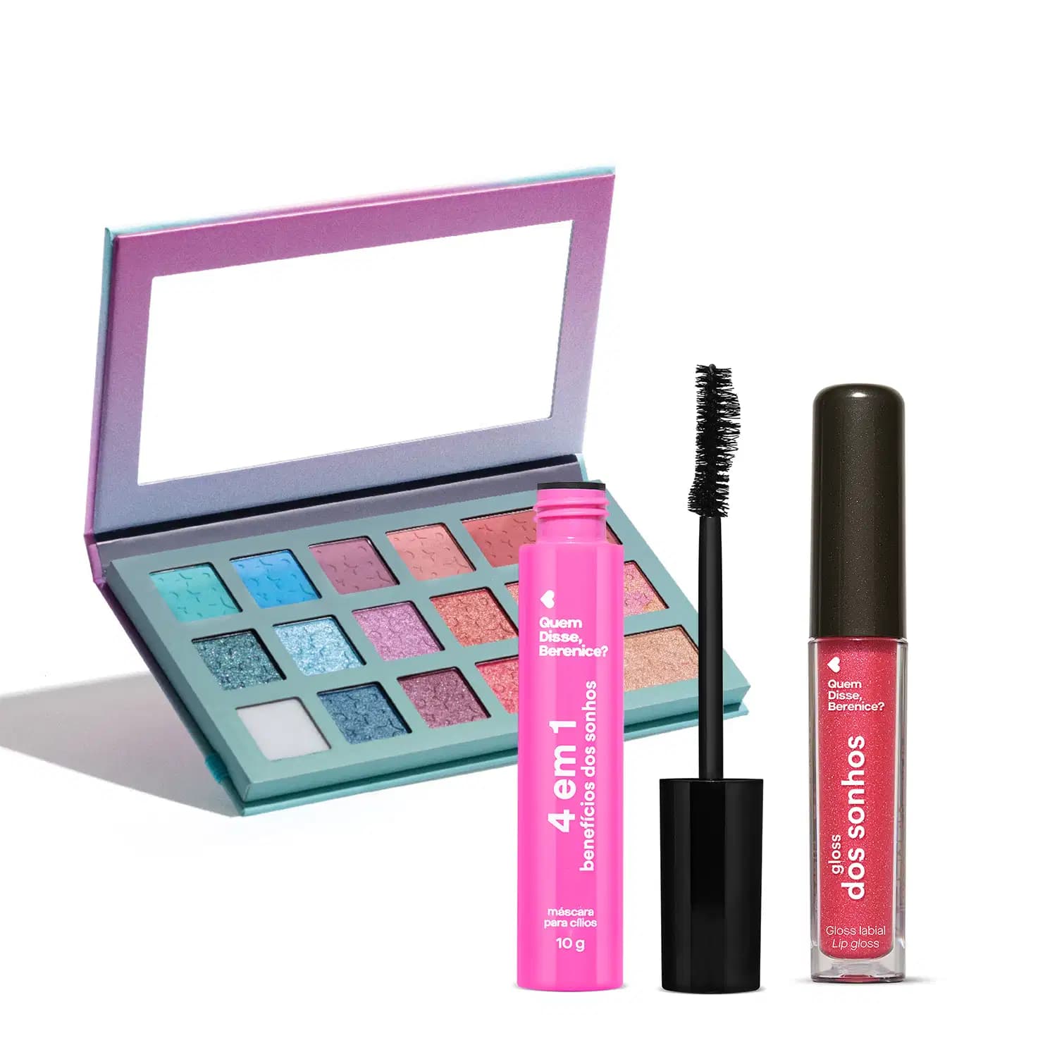 Combo Quem Disse, Berenice? Dos Sonhos: Paleta Multifuncional 24,6g + Máscara Para Cílios 10g + Gloss Labial Coral 4ml