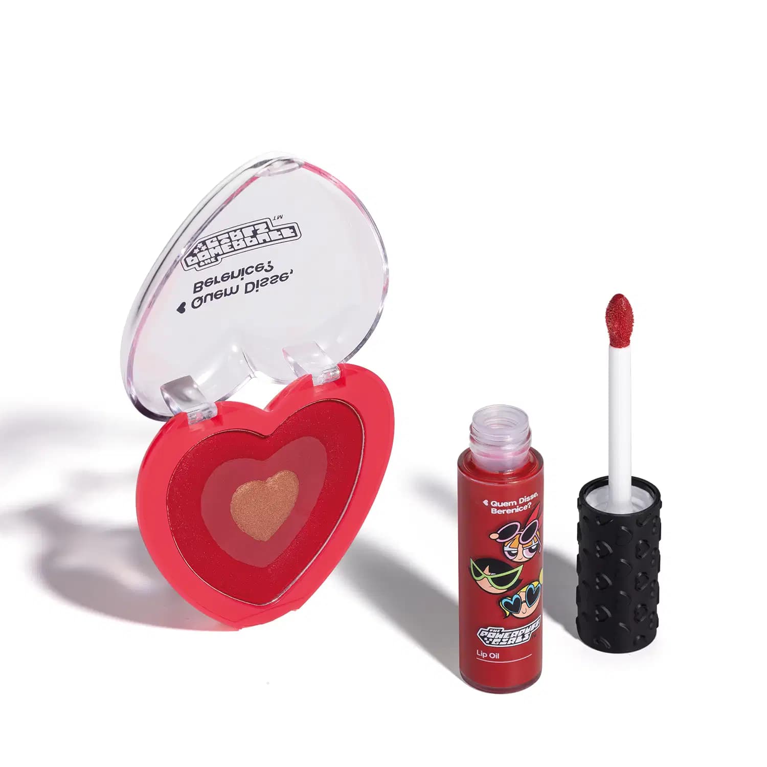 Combo QDB As Meninas Super Poderosas: Blush Compacto 4g + Lip Oil Vermelho 9,5ml