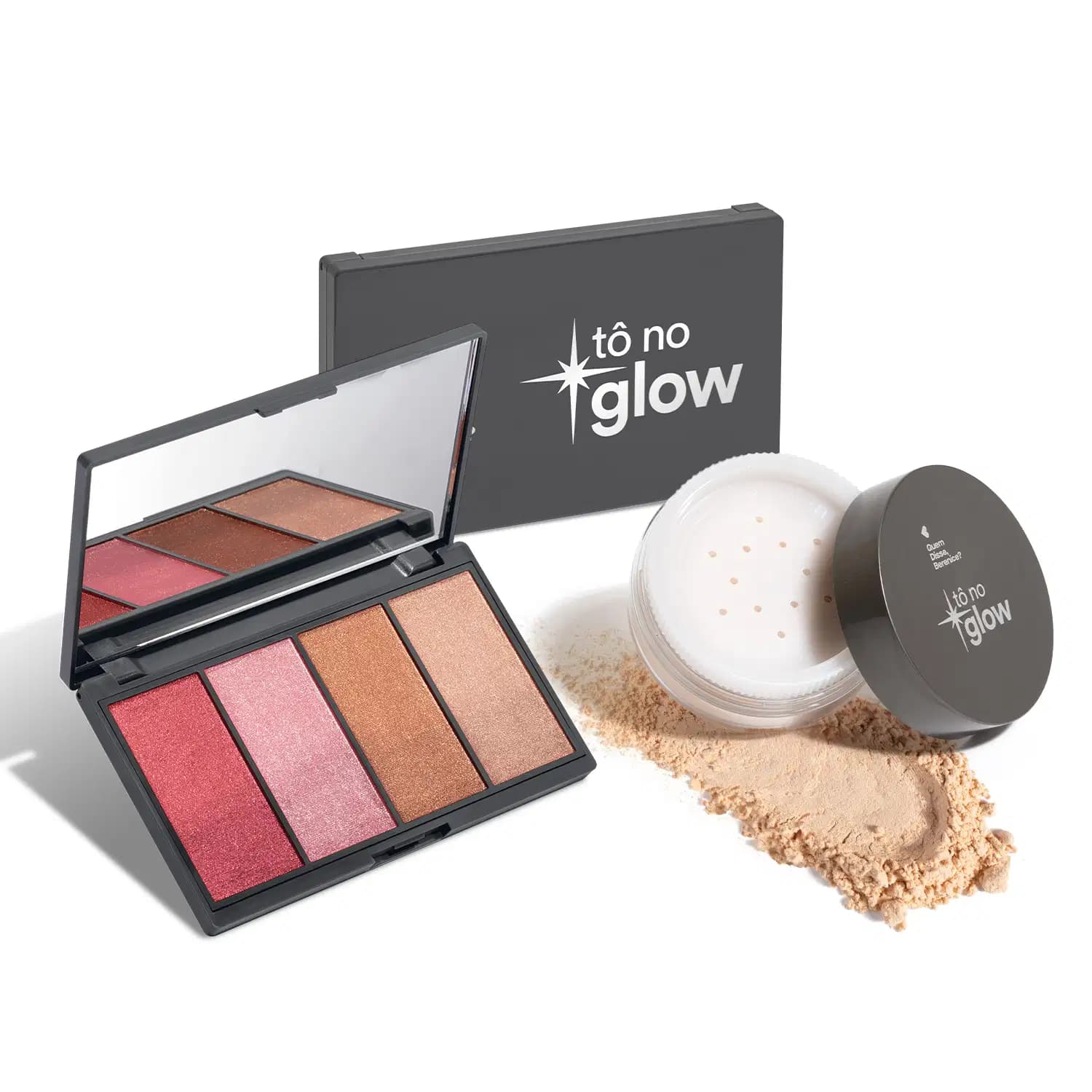 Kit Quem Disse, Berenice? Make No Glow: Paleta de Maquiagem + Pó Solto Cor 1 (2 Produtos)