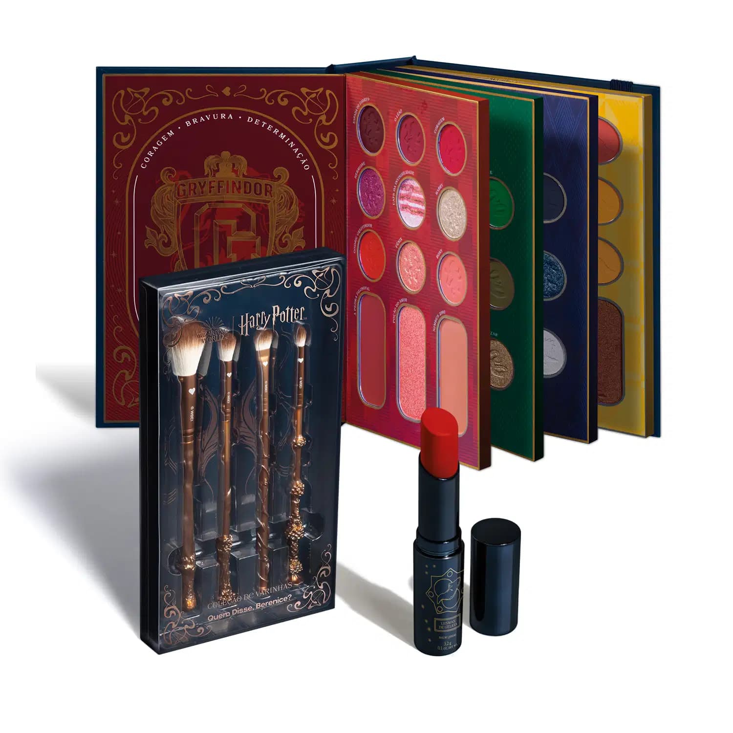 Combo Harry Potter Quem Disse, Berenice?:Paleta de Maquiagem Multifuncional 54g + Kit Pincéis + Balm Labial Vermelho 3,2g