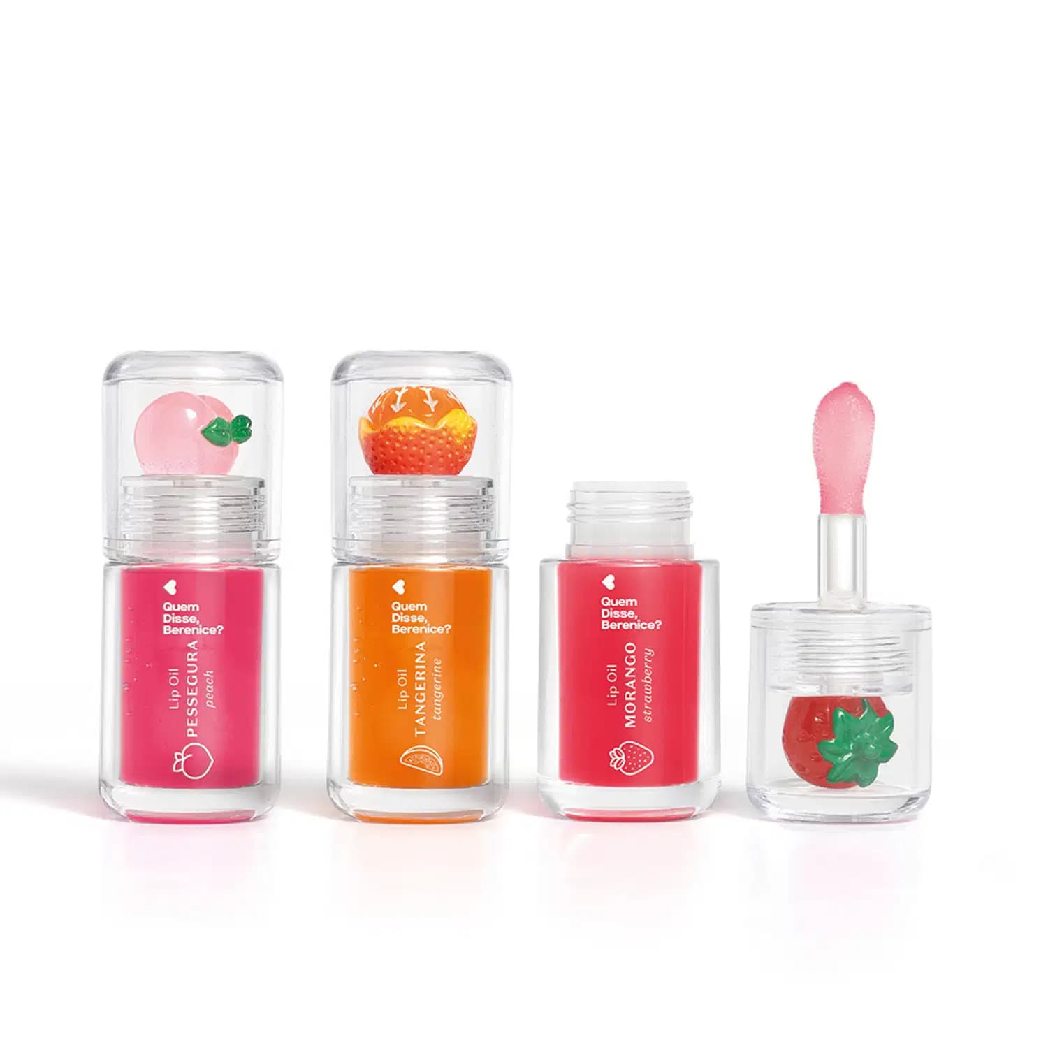 Combo Vitaminadas Cuide-se Bem E Quem Disse, Berenice?: Lip Oil Vermelho Morango 3,5ml + Lip Oil Rosa Fúcsia Pessegura 3,5ml + Lip Oil Coral Tangerina 3,5m