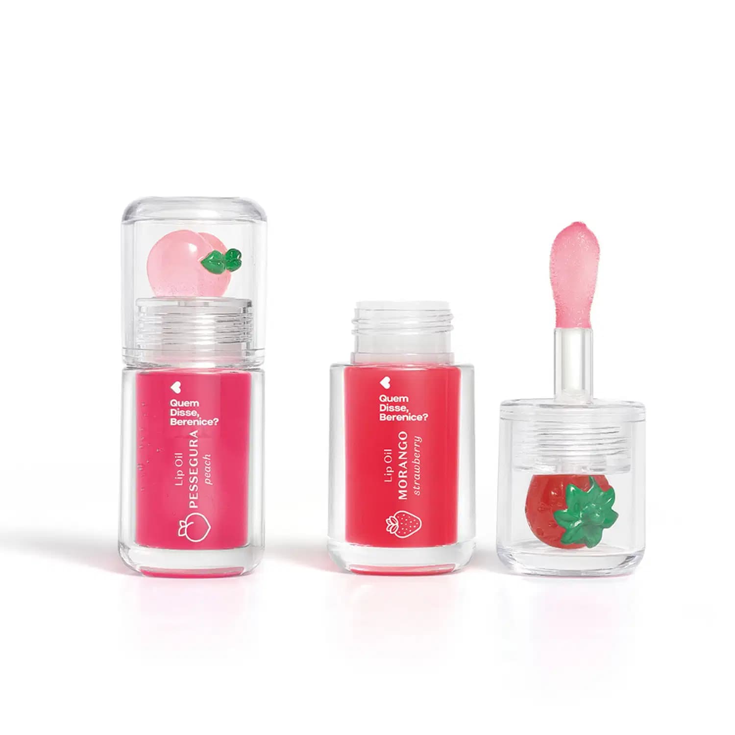 Combo Lip Oil Cuide-se Bem Quem Disse, Berenice? : Vermelho Morango 3,5ml + Rosa Fúcsia Pessegura 3,5ml