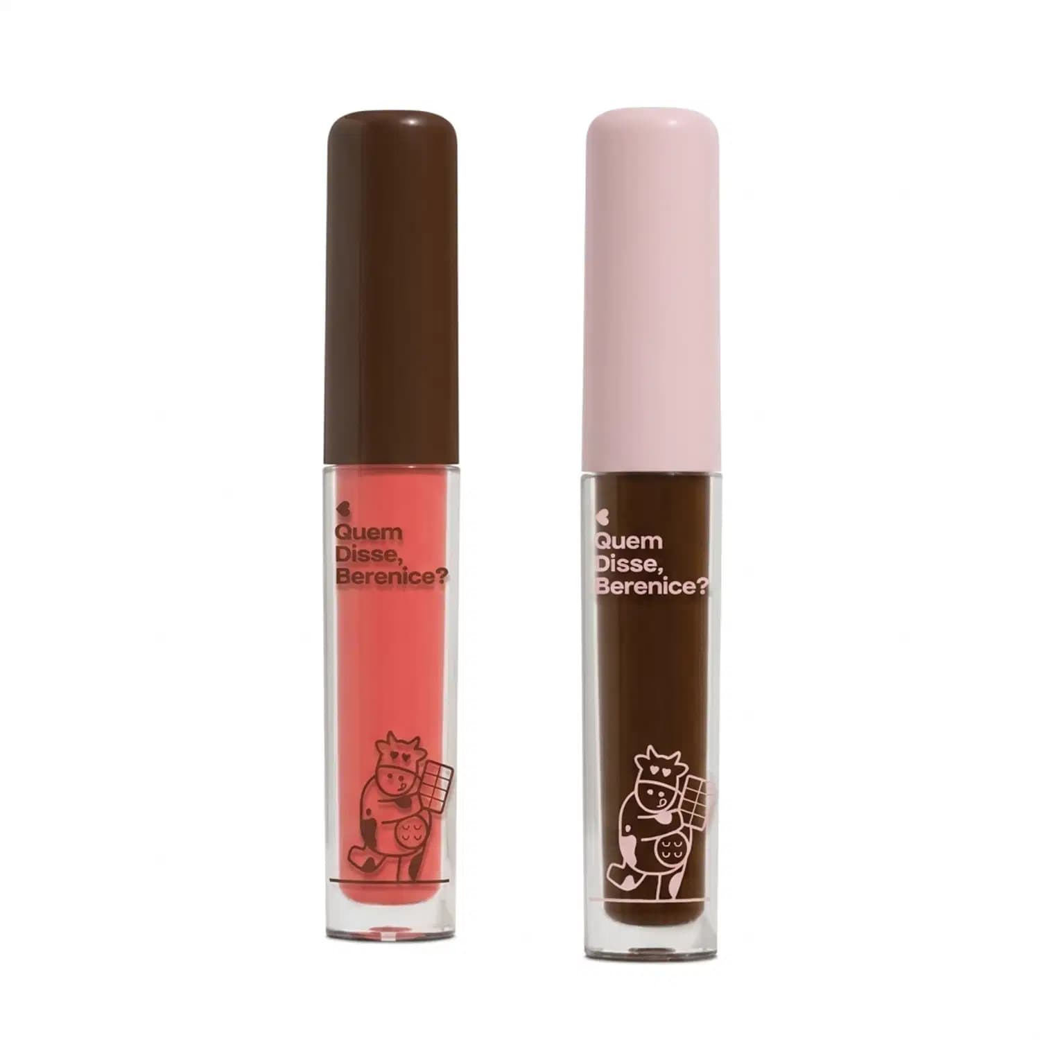 Combo Deleite Chocolatudo: Gloss Brilho Labial Rosa 4ml + Gloss Brilho Labial Marrom 4ml