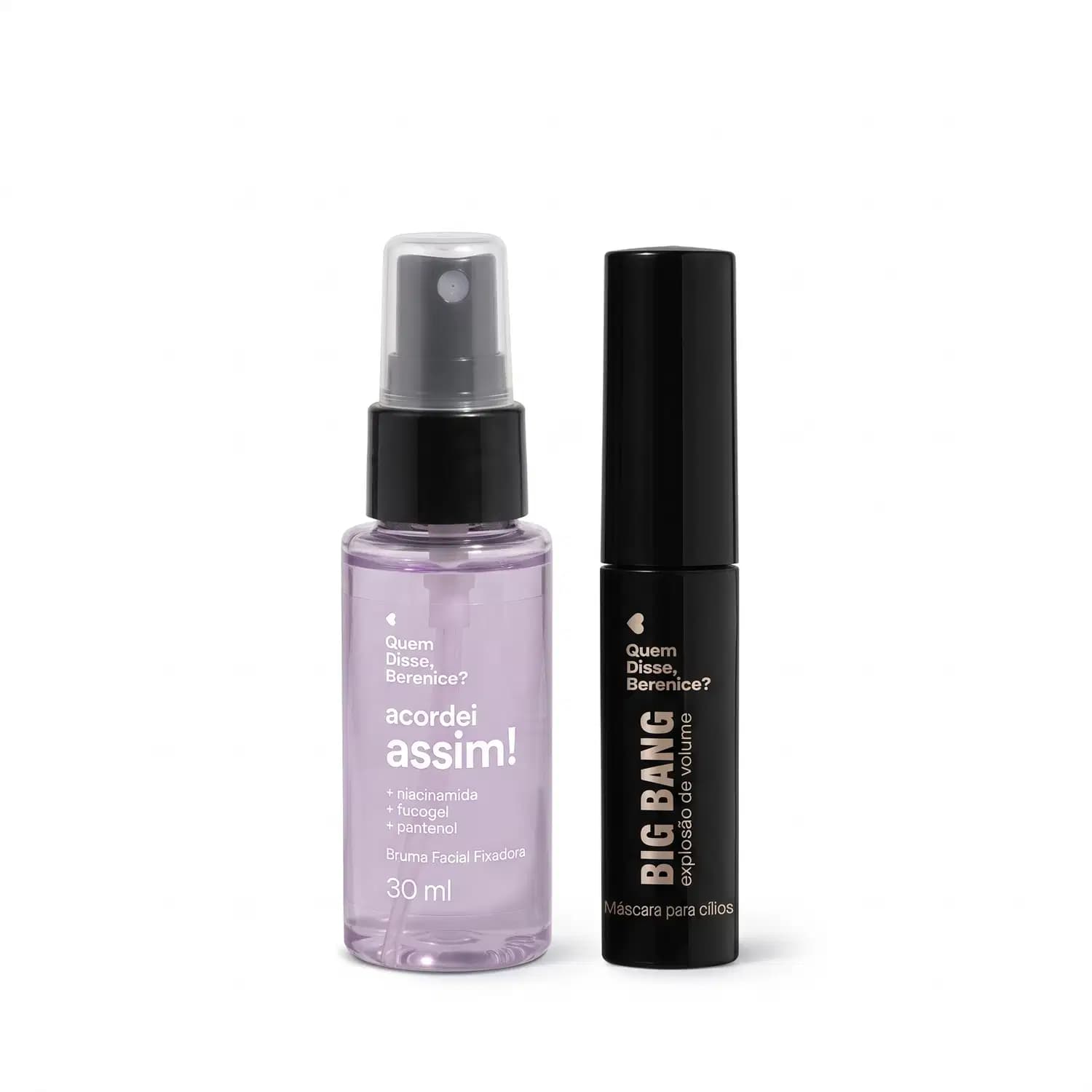 Combo Bruma Facial Fixadora Acordei Assim! 30ml + Mini Máscara de Cílios Big Bang Explosão de Volume 5g