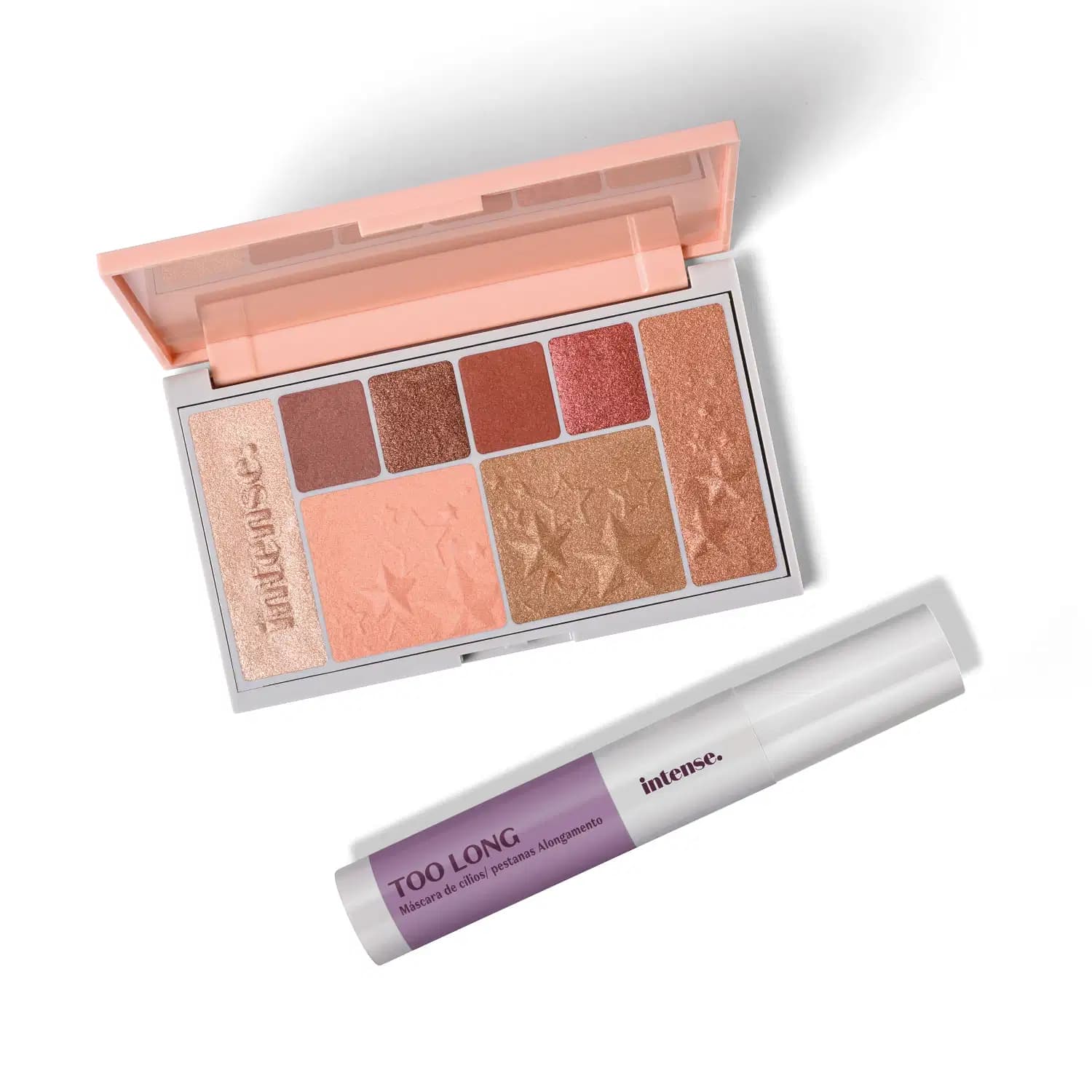 Kit o Boticário Intense Palette Multifuncional 1# Rose + Máscara de Cílios Too Long (2 Produtos)