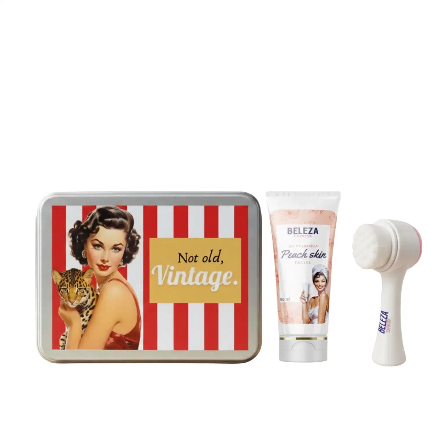 Kit presente Skincare gel de limpeza e escova esfoliante+lata