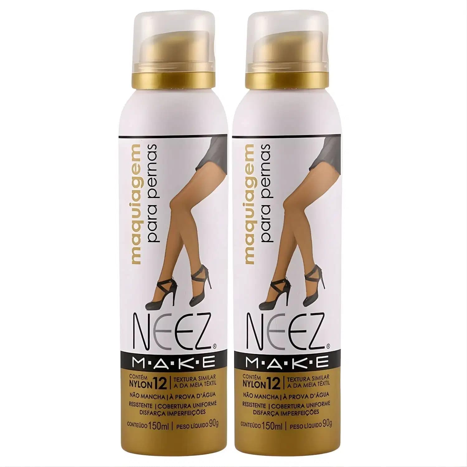 Kit 2 Maquiagem Para Pernas Spray Neez Profissional Esconde Estrias Celulites Morena Clara 150ml