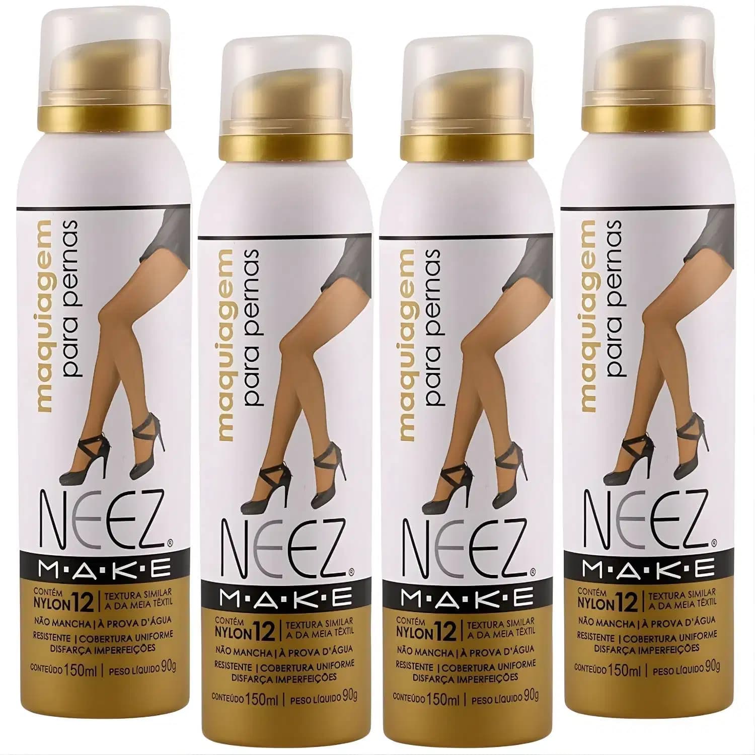 Kit 4 Maquiagem Para Pernas Spray Neez Profissional Esconde Estrias Celulites Pele Clara 150ml