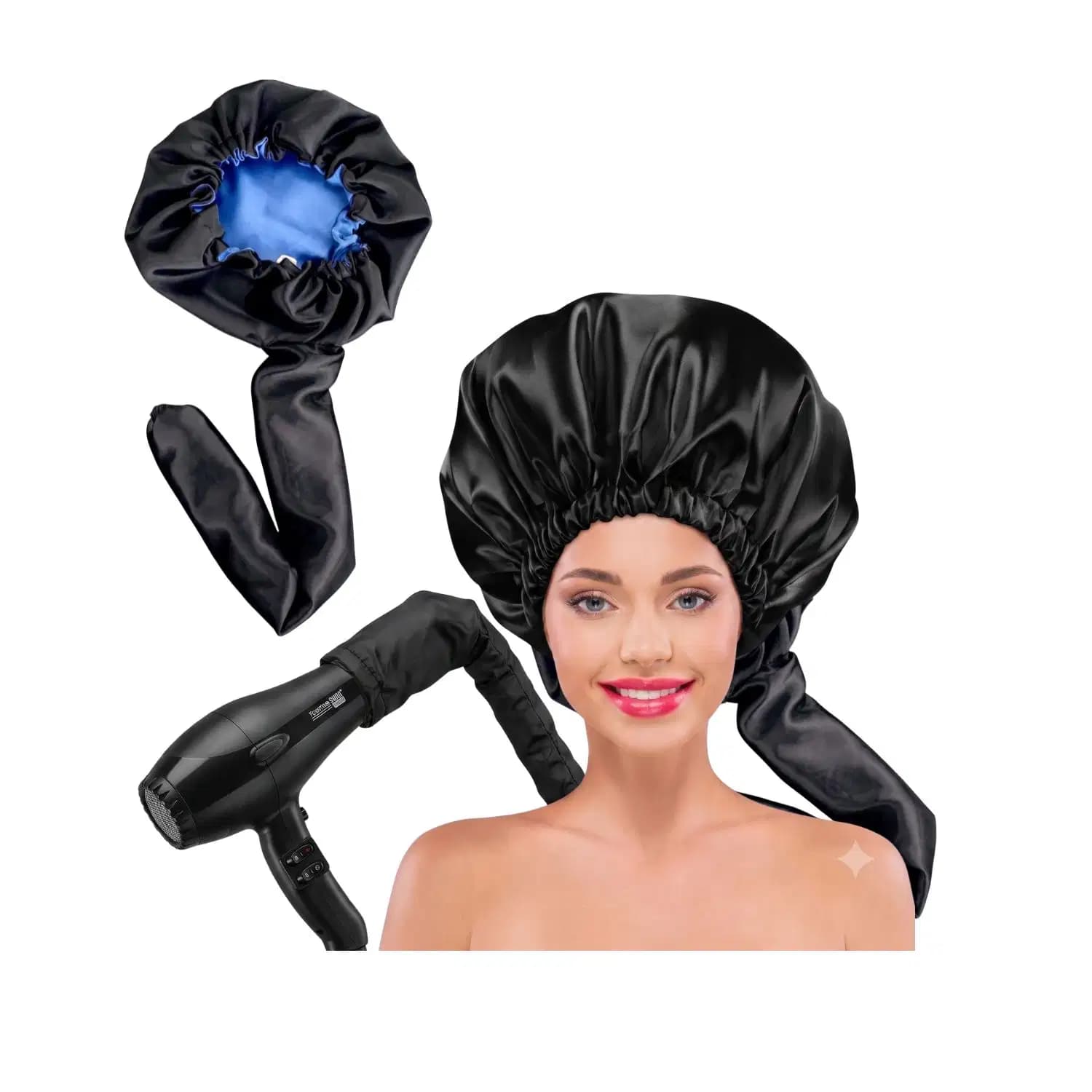 Touca Difusora Antifrizz Cetim Dupla Face p/ Secador de Cabelo