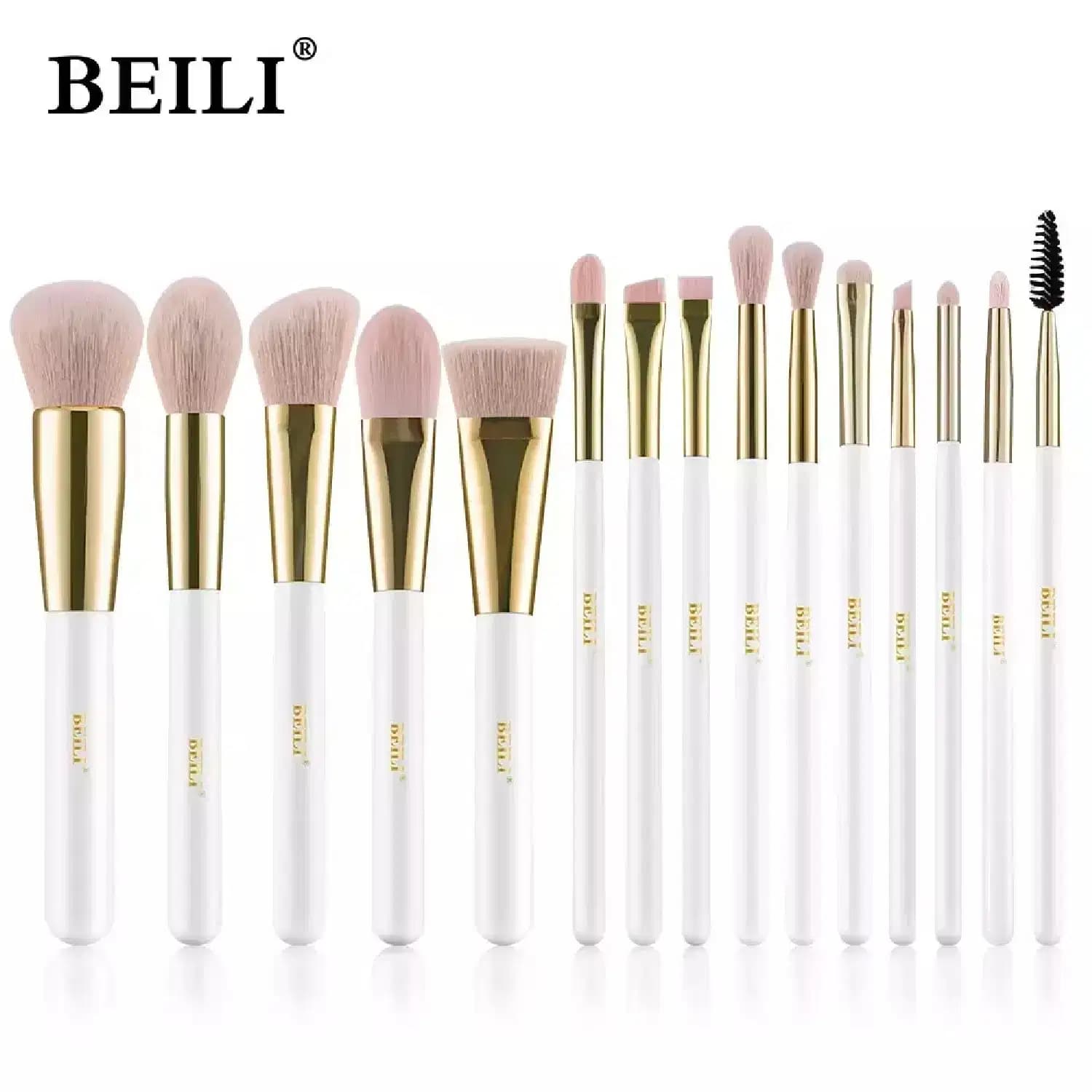 Conjunto de Pincéis Profissional de Maquiagem Beili Sintético WG-15 (15 peças)