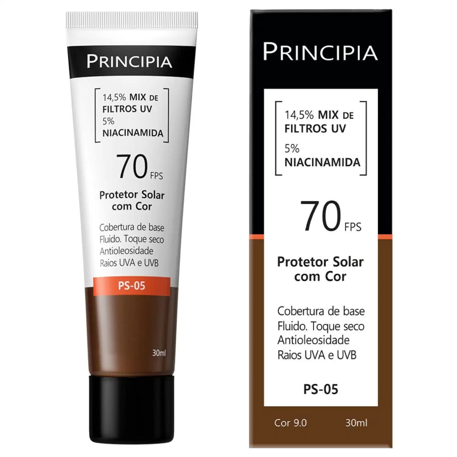 Principia PS-05 FPS 70 Cor 9.0 - Protetor Solar com Cor 30ml
