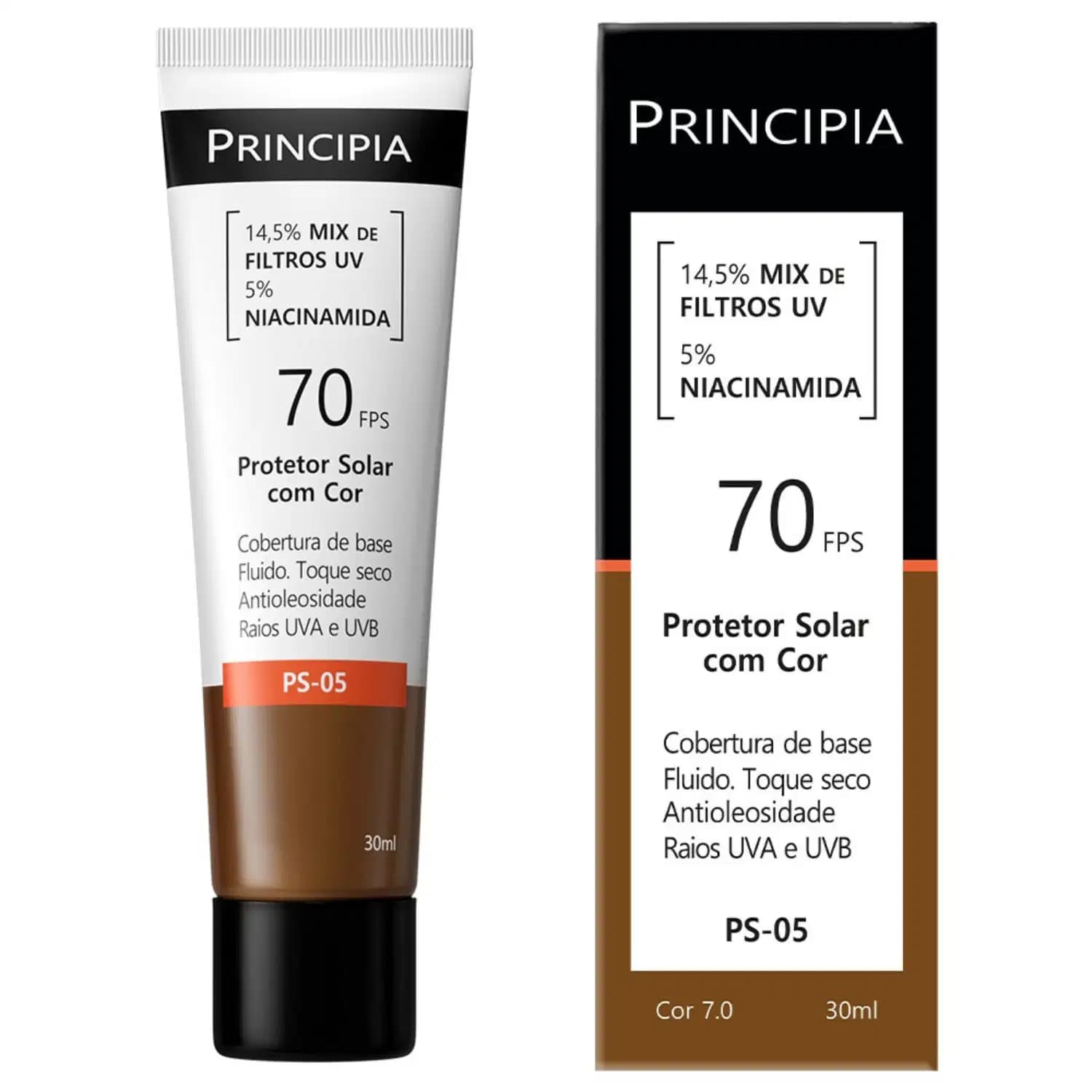 Principia PS-05 FPS 70 Cor 7.0 - Protetor Solar com Cor 30ml