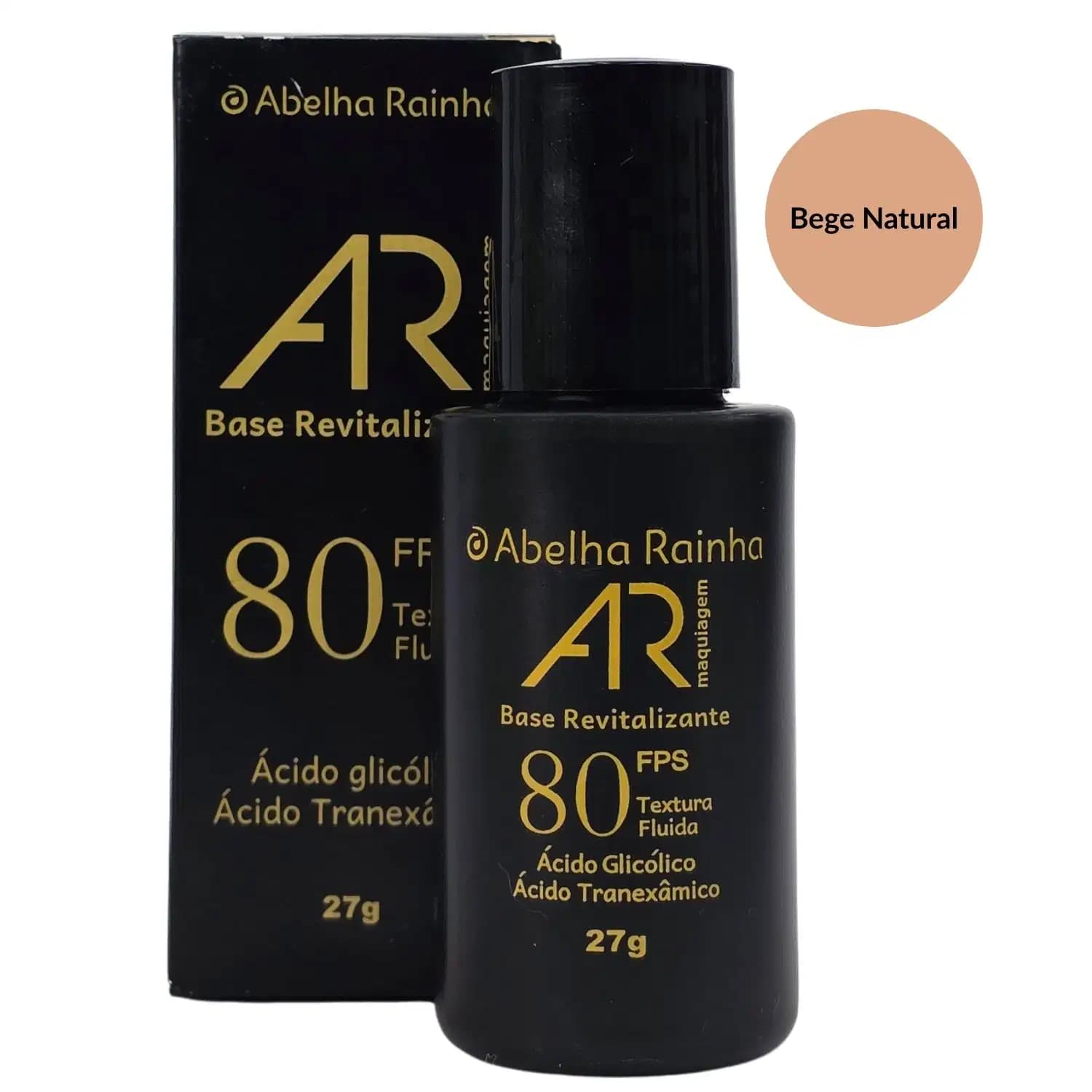 Abelha Rainha AR Maquiagem Base Revitalizante Bege Natural FPS 80 27g