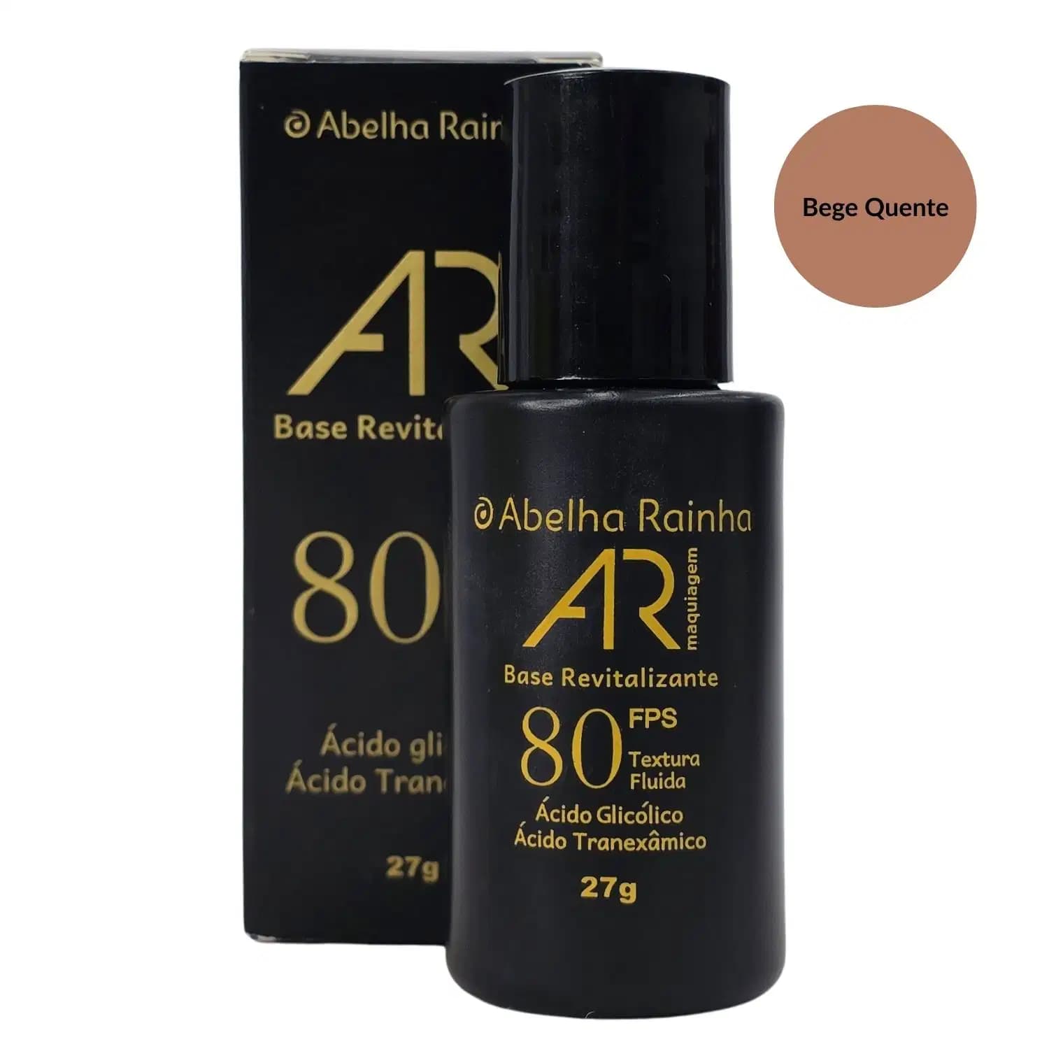 Abelha Rainha AR Maquiagem Base Revitalizante Bege Quente FPS 80 27g