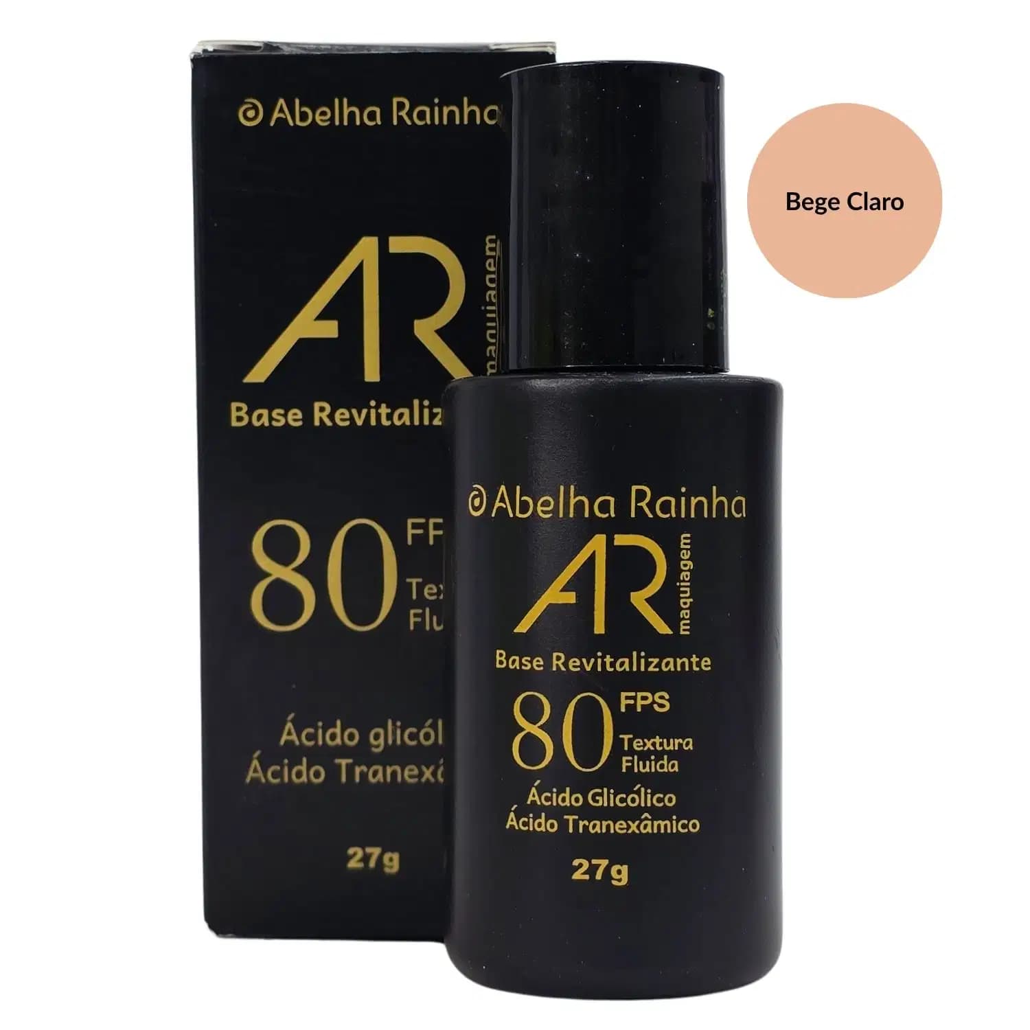 Abelha Rainha AR Maquiagem Base Revitalizante Bege Claro FPS 80 27g