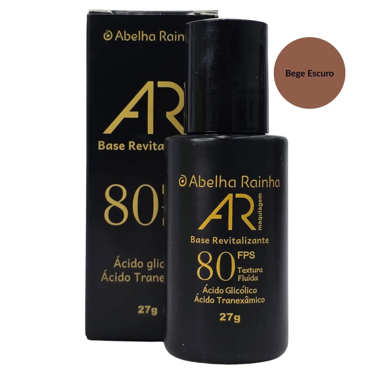 Abelha Rainha AR Maquiagem Base Revitalizante Bege Escuro FPS 80 27g