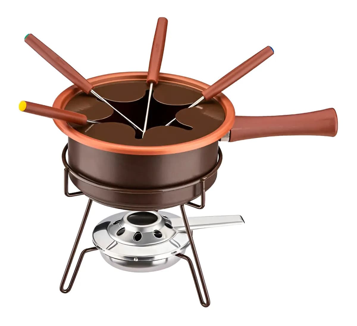 Kit Fondue Chocolate Antiaderente Pastilhas Álcool Sólido