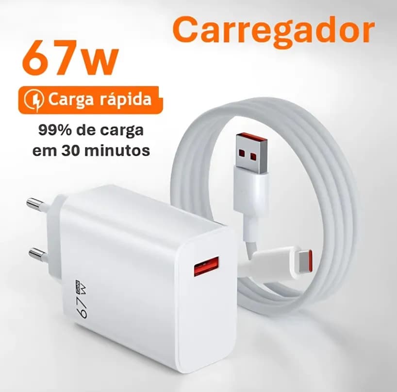 Carregador Turbo Tipo C 67w Xiaomi Usb-c Branco