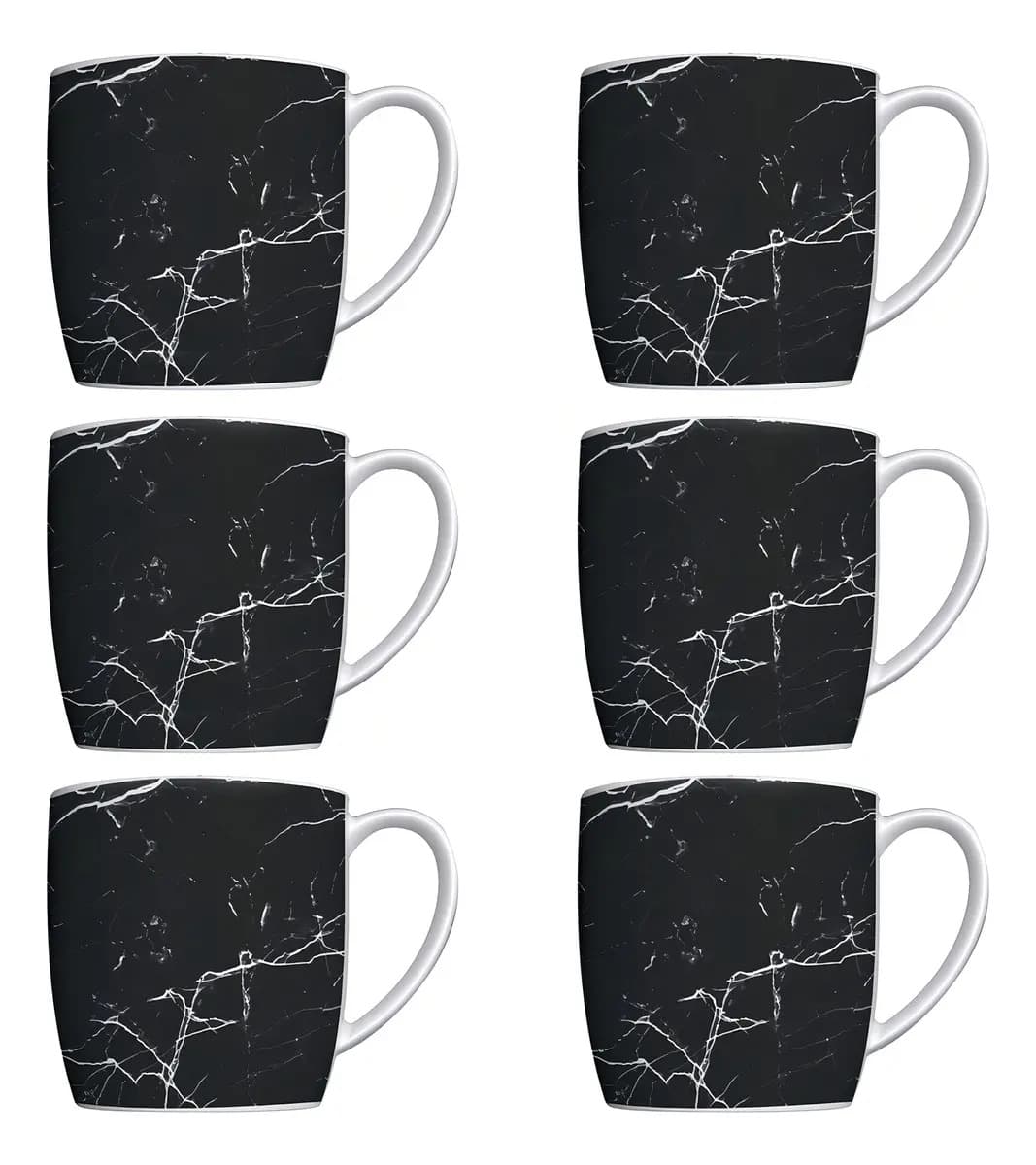 Conjunto 6 Canecas Para Café Jogo Xícaras De Porcelana Preto