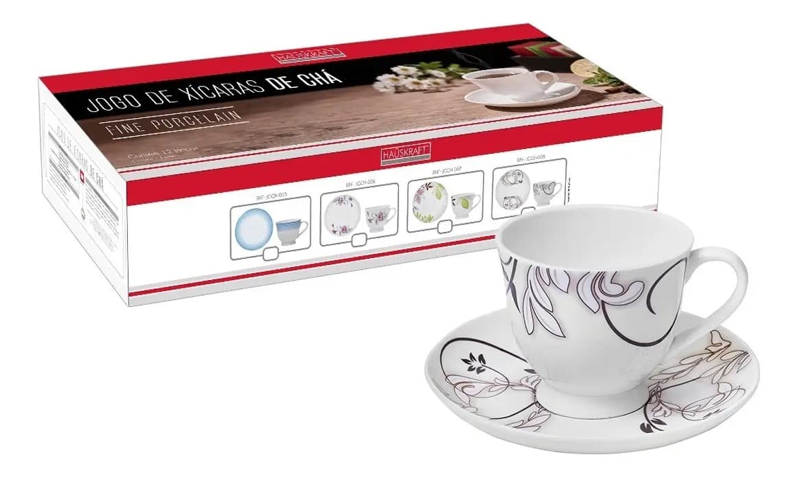 Jogo Xícaras Chá Porcelana Haüskraft 12 170ml Cor Rita